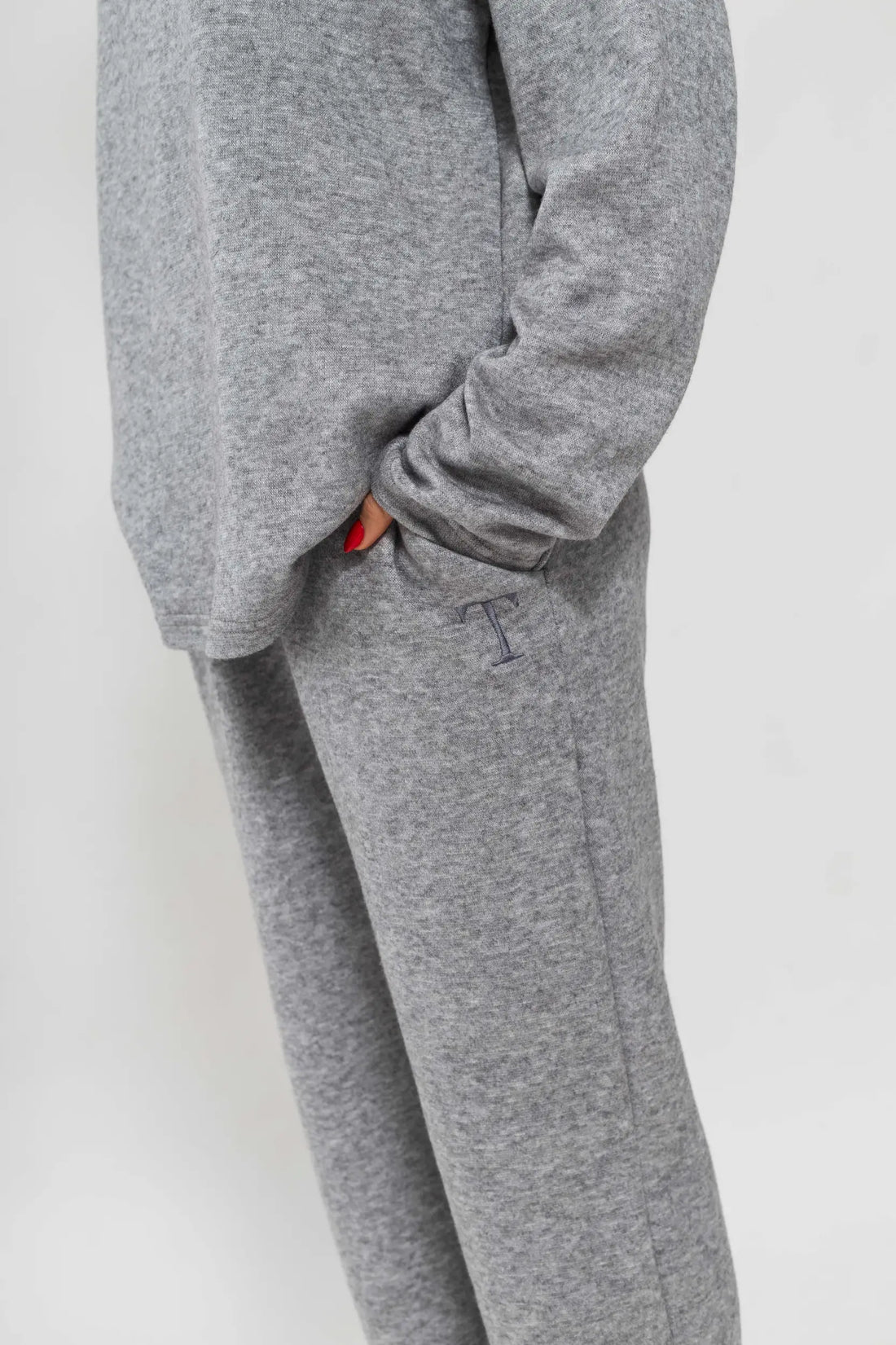 אפור מלאנז ROYALTY - מכנס סריג לנשים