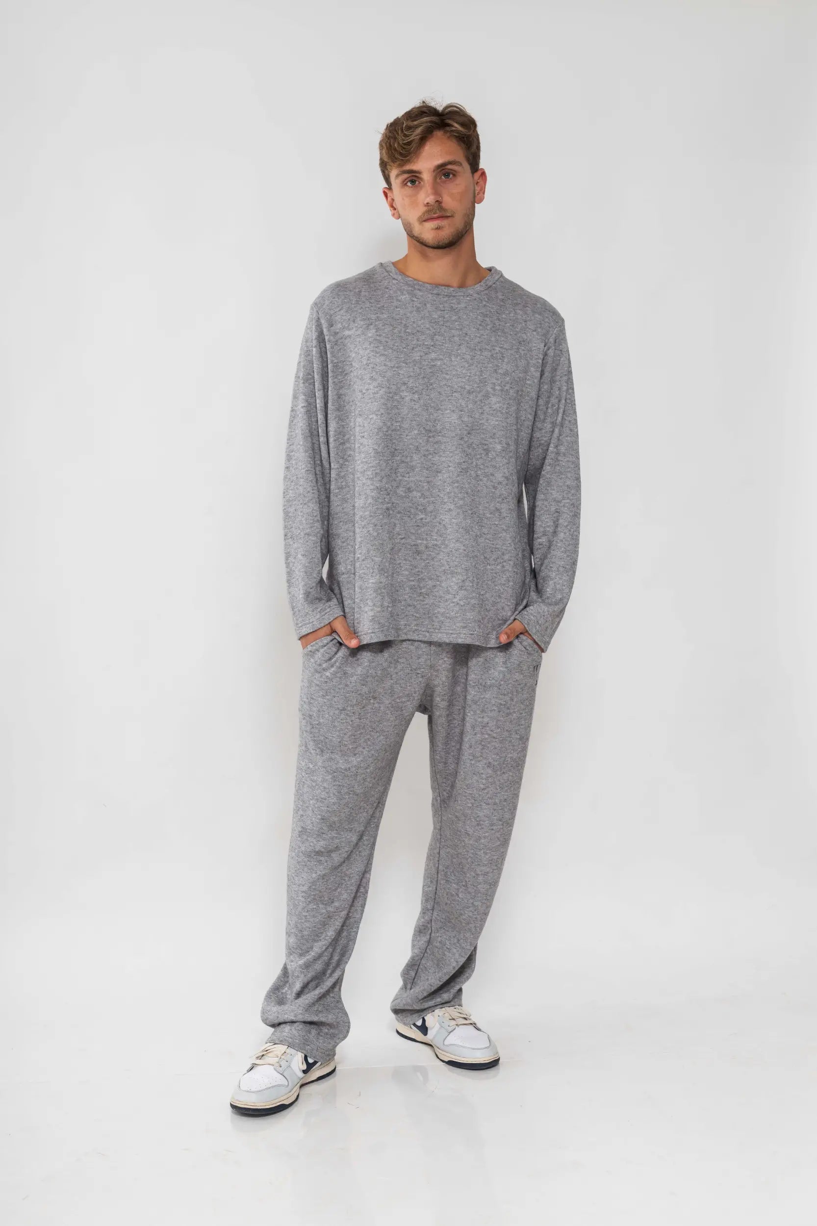 אפור מלאנז ROYALTY - סריג לגברים