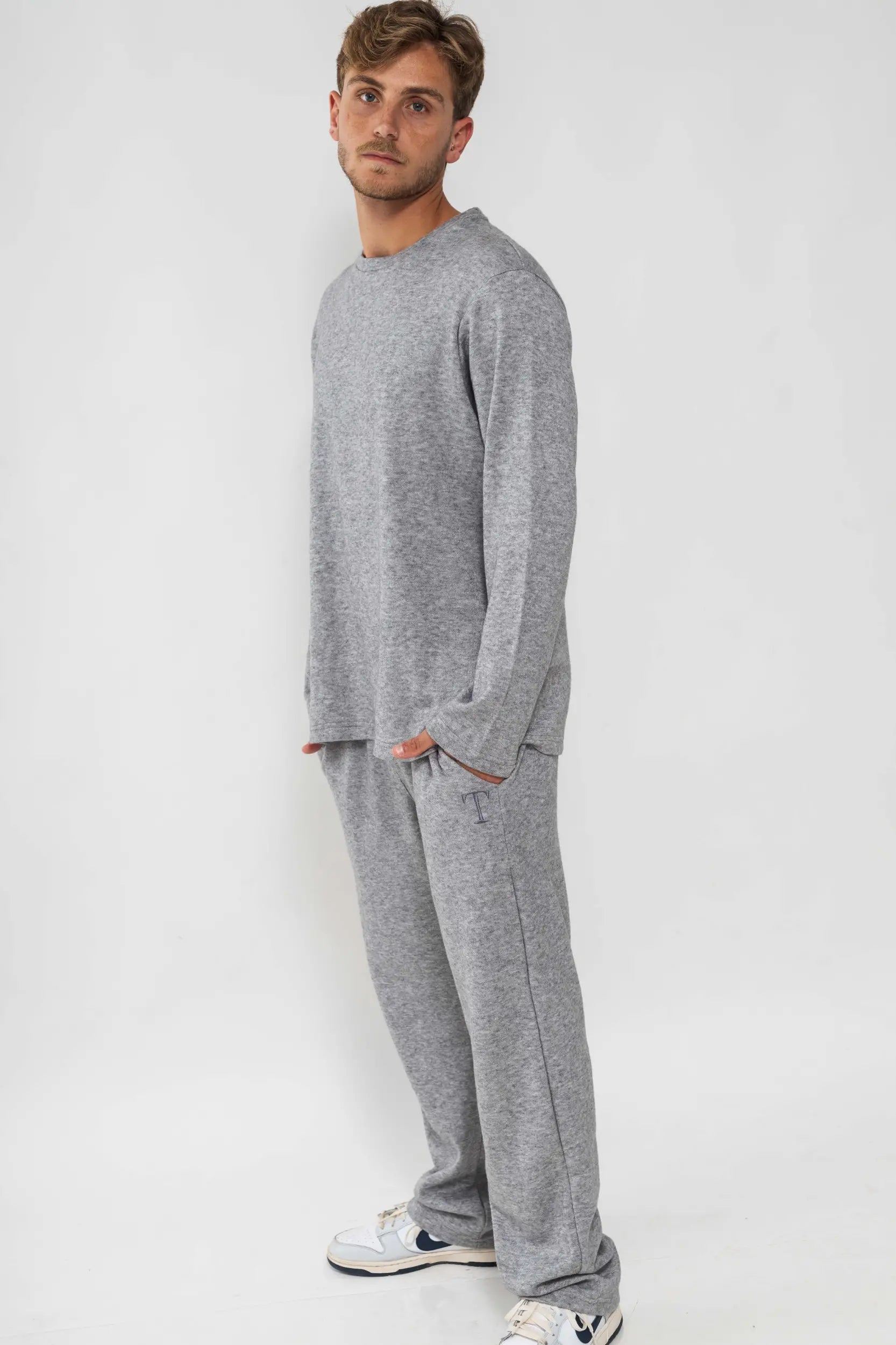 אפור מלאנז ROYALTY - סריג לגברים