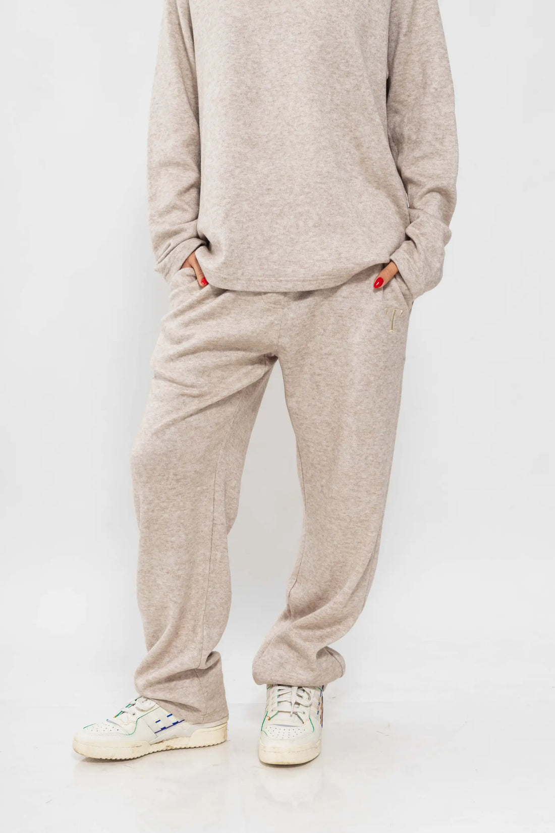 חום בהיר ROYALTY - מכנס סריג לנשים