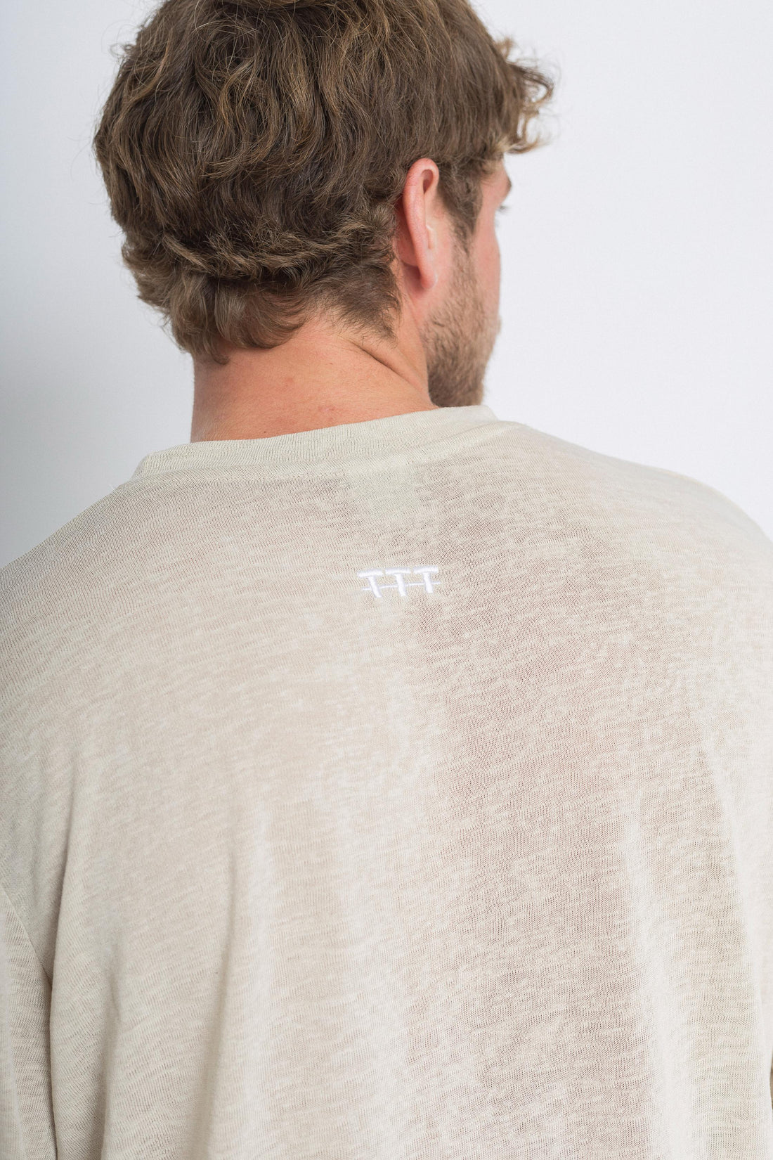 חולצה ארוכה פשתן גברים - אבן