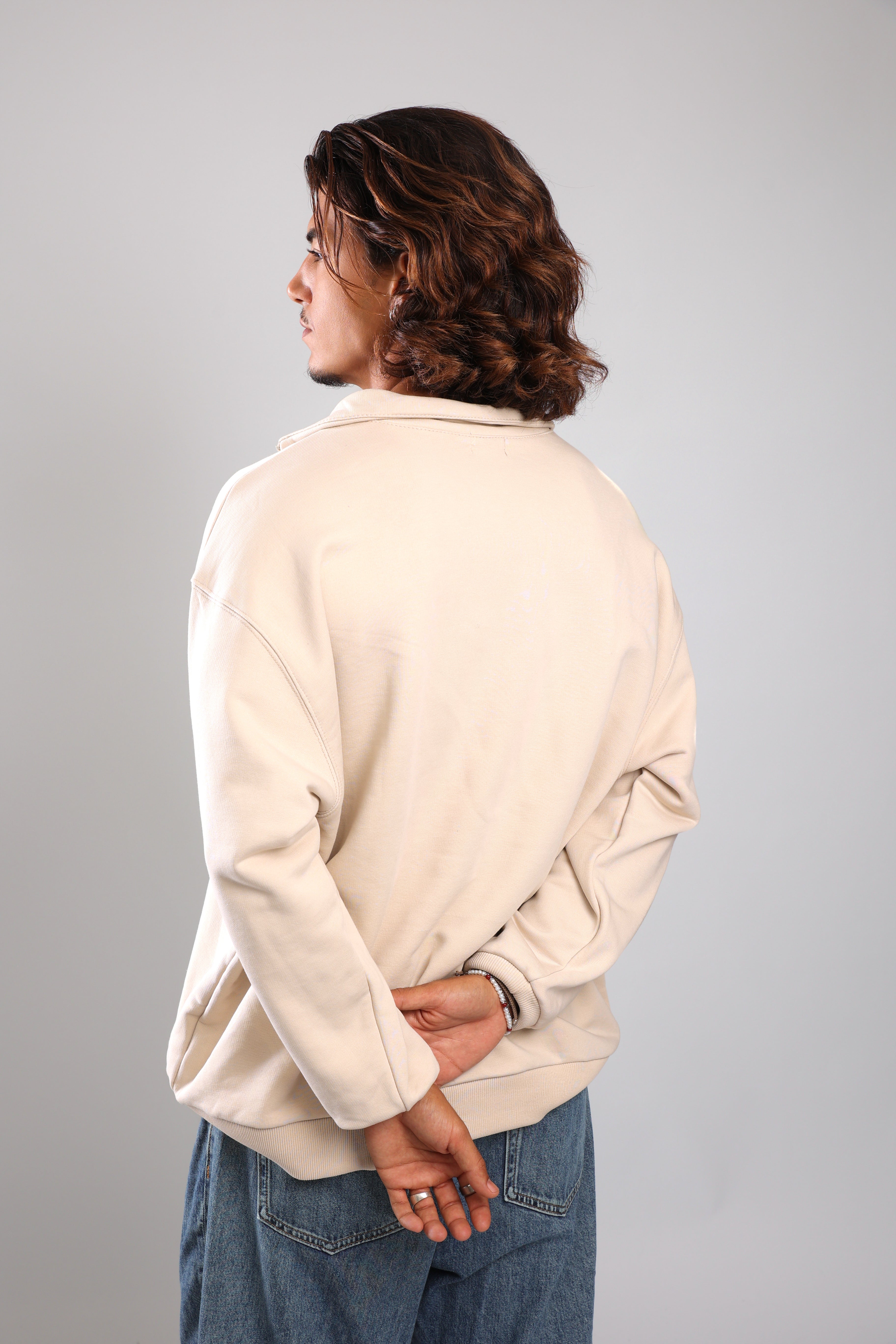 סוושירט חצי רוכסן - קרם