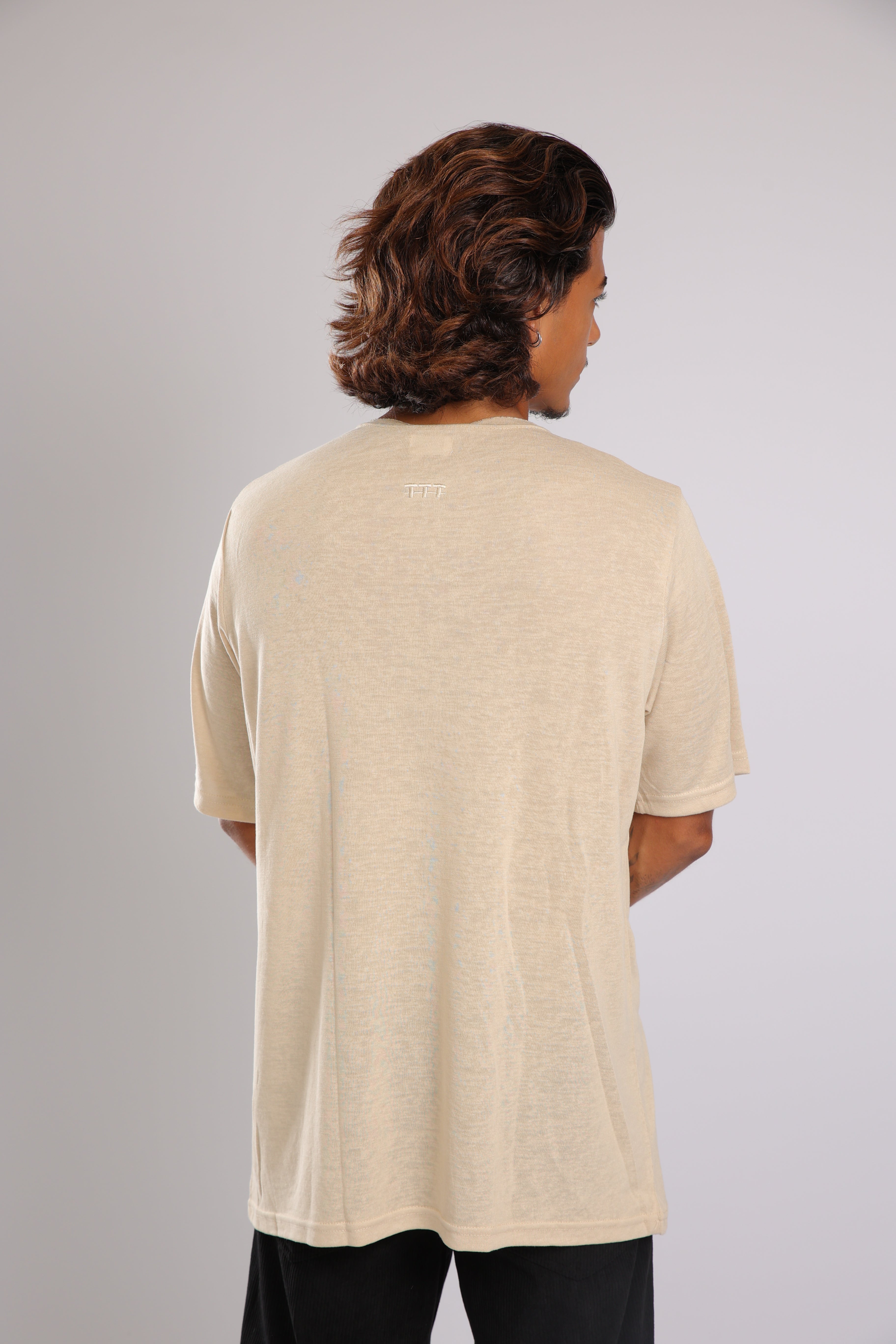 חולצה קצרה פשתן - אבן