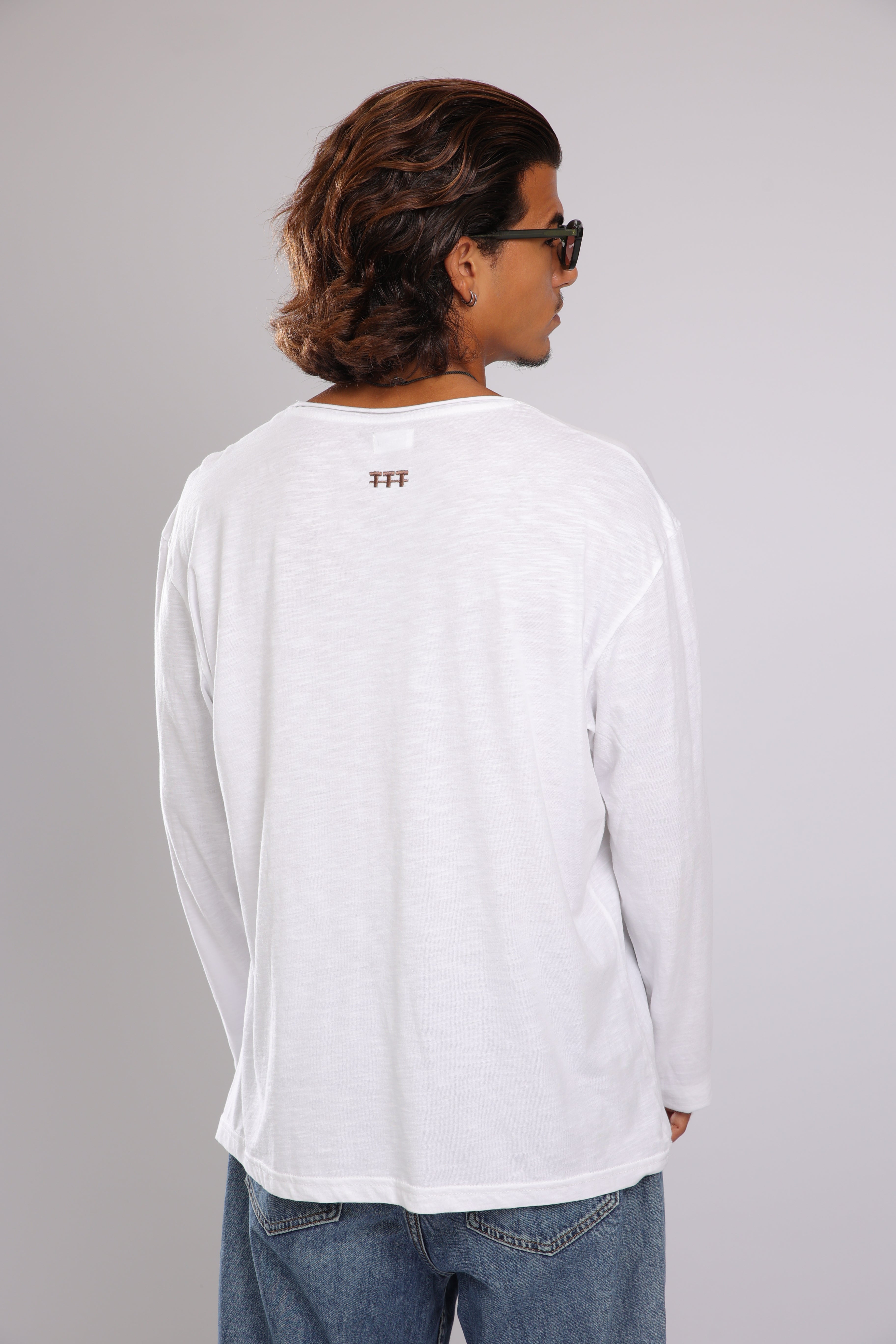 חולצה ארוכה כותנה - לבן