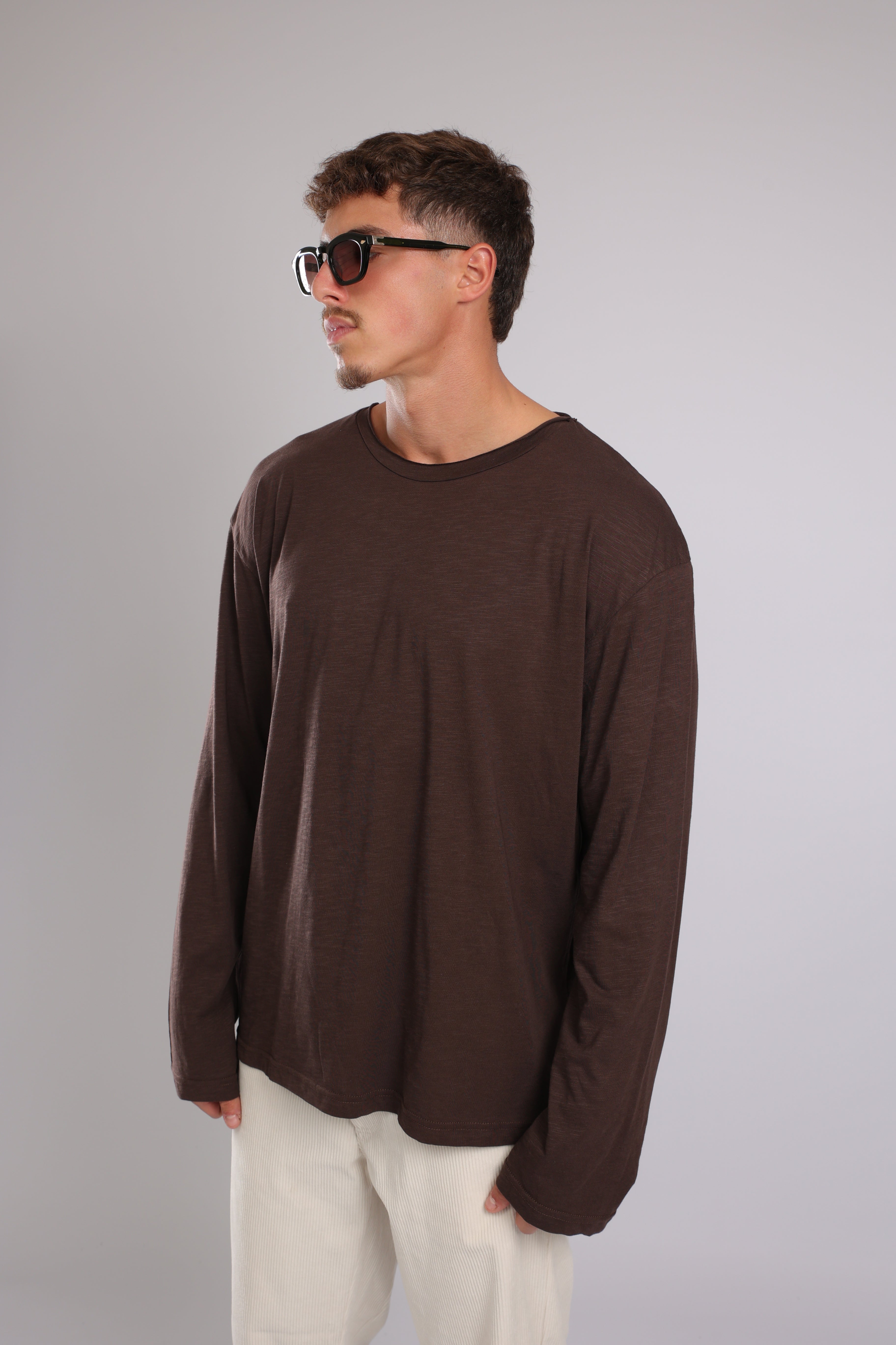 חולצה ארוכה כותנה - חום