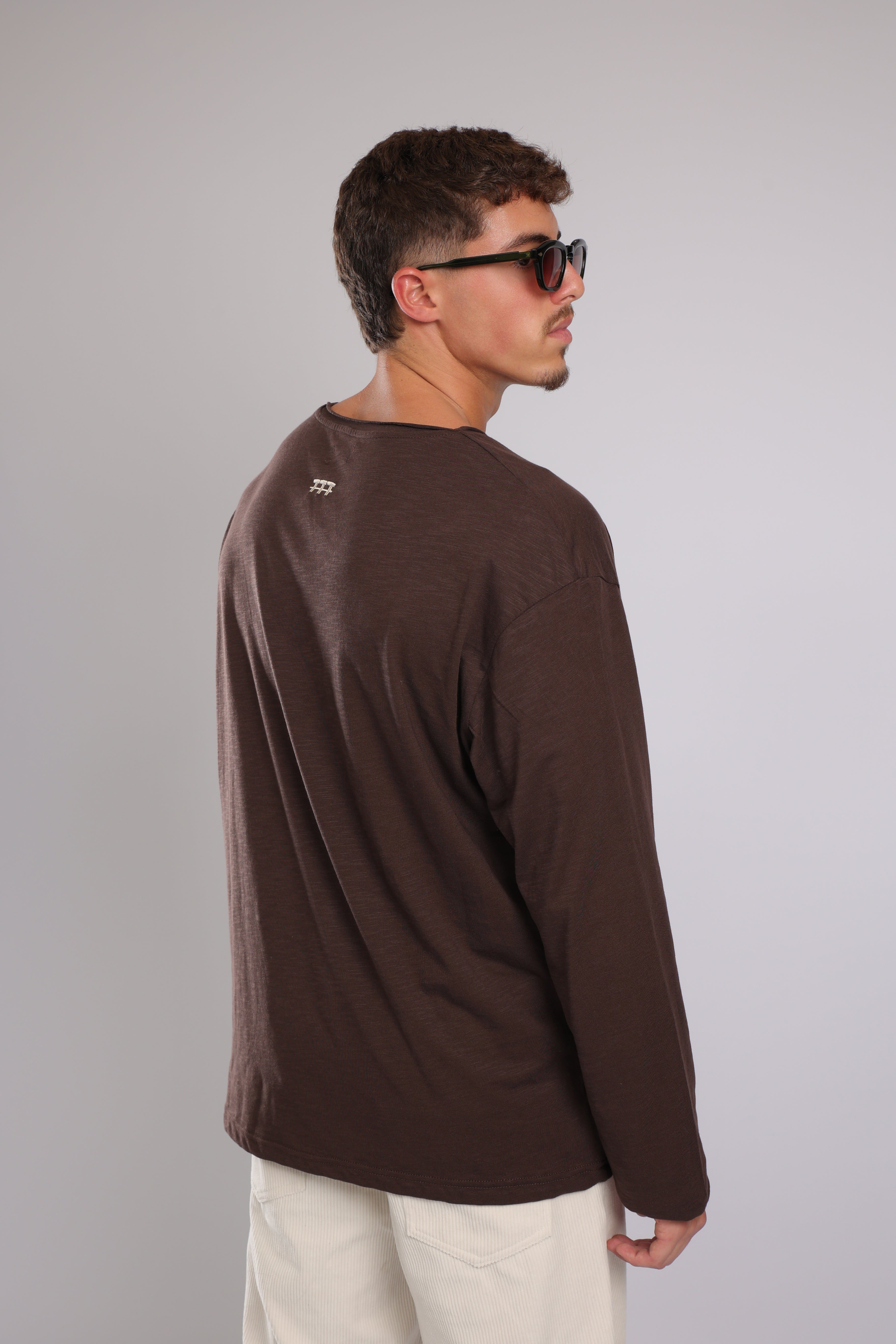 חולצה ארוכה כותנה - חום