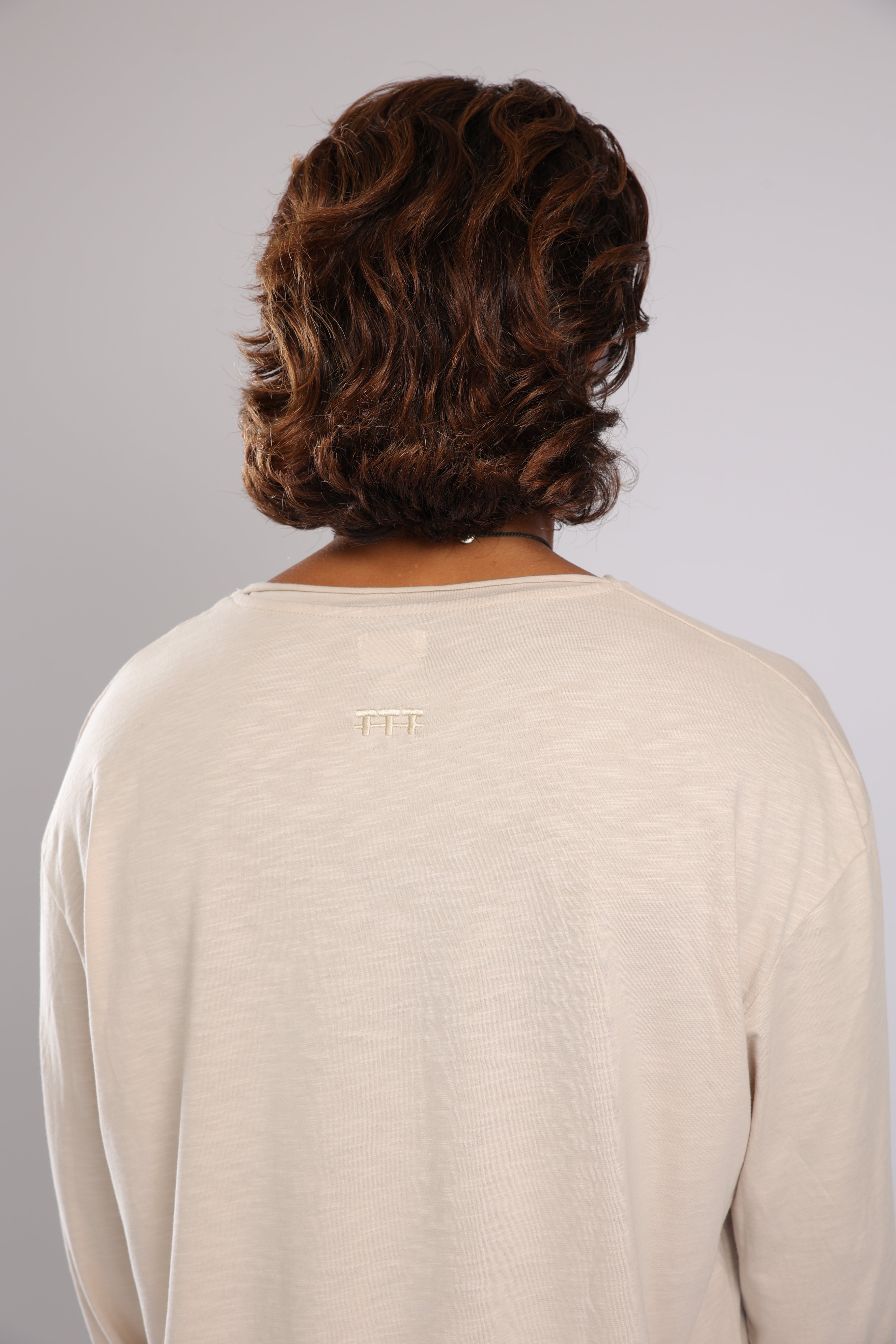 חולצה ארוכה כותנה - אבן