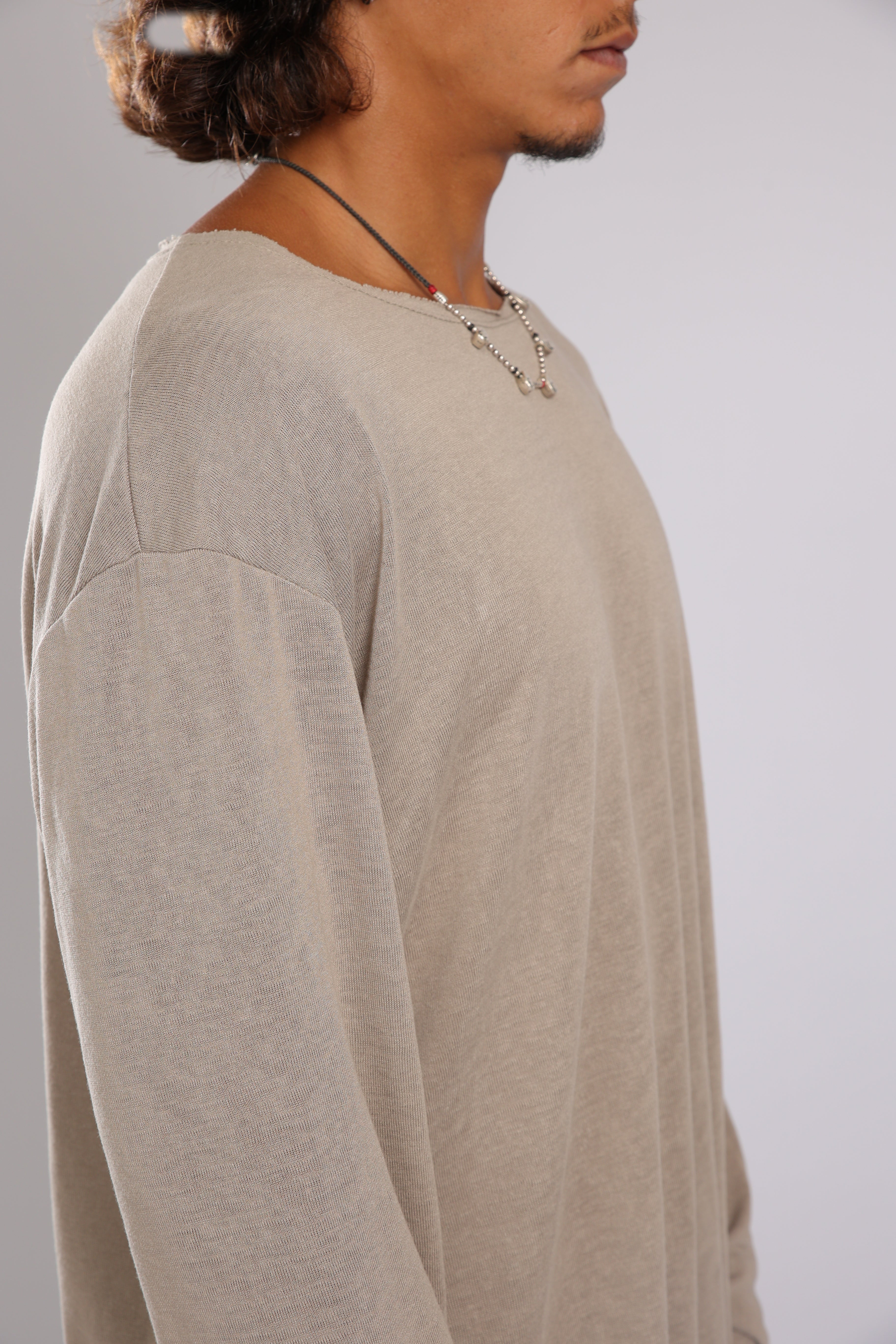 חולצה ארוכה פשתן - זית