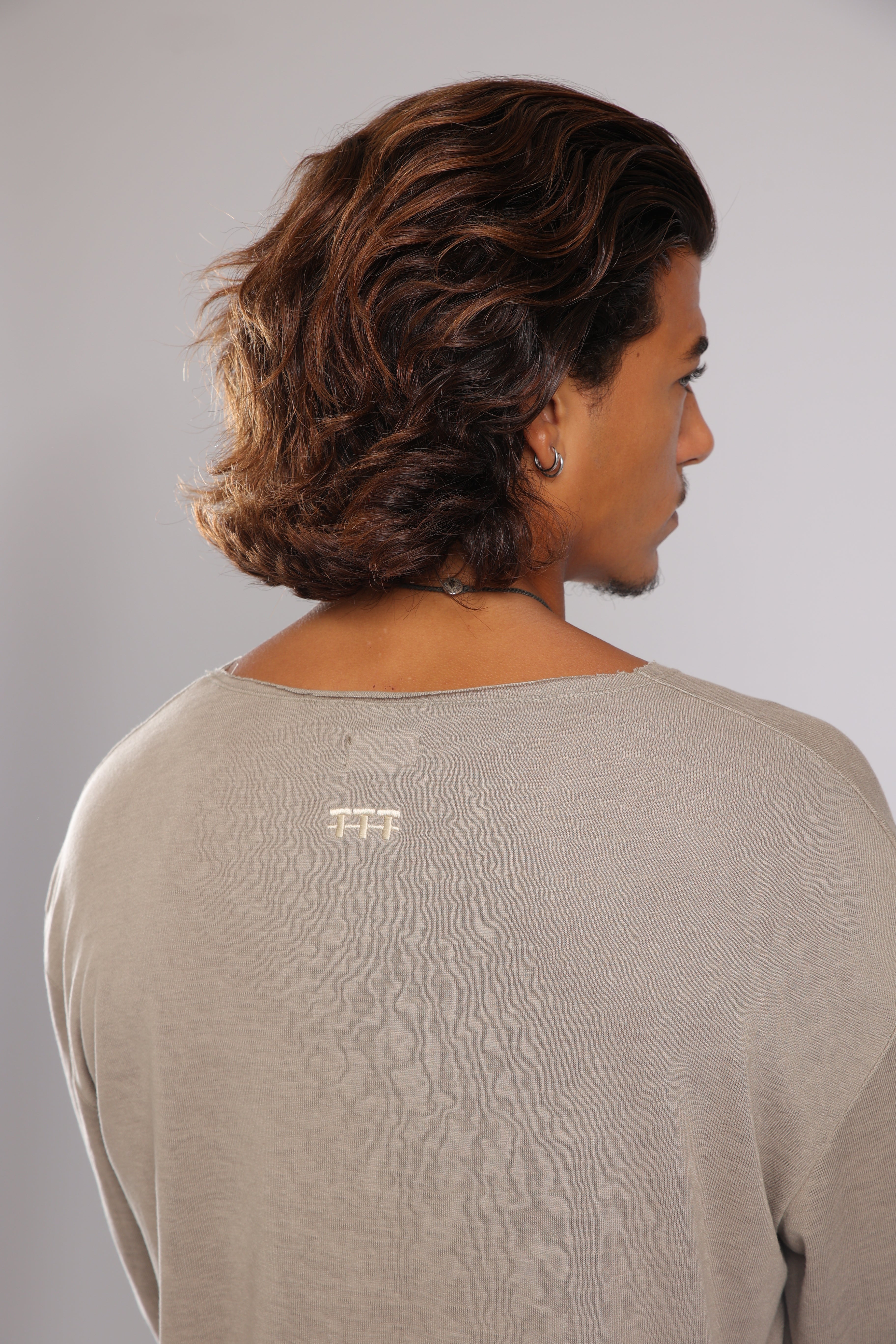 חולצה ארוכה פשתן - זית