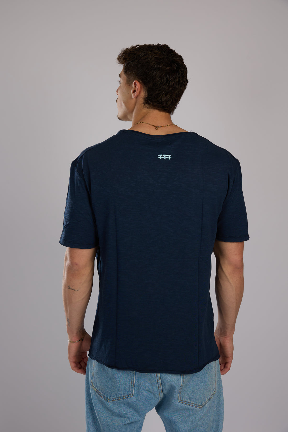 חולצה קצרה כותנה - כחול נייבי