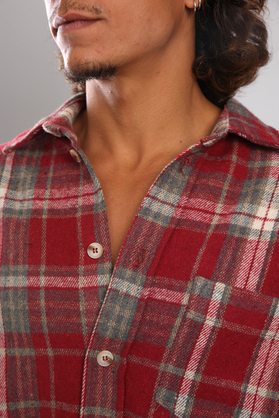 מכופתרת פלנל - אדום