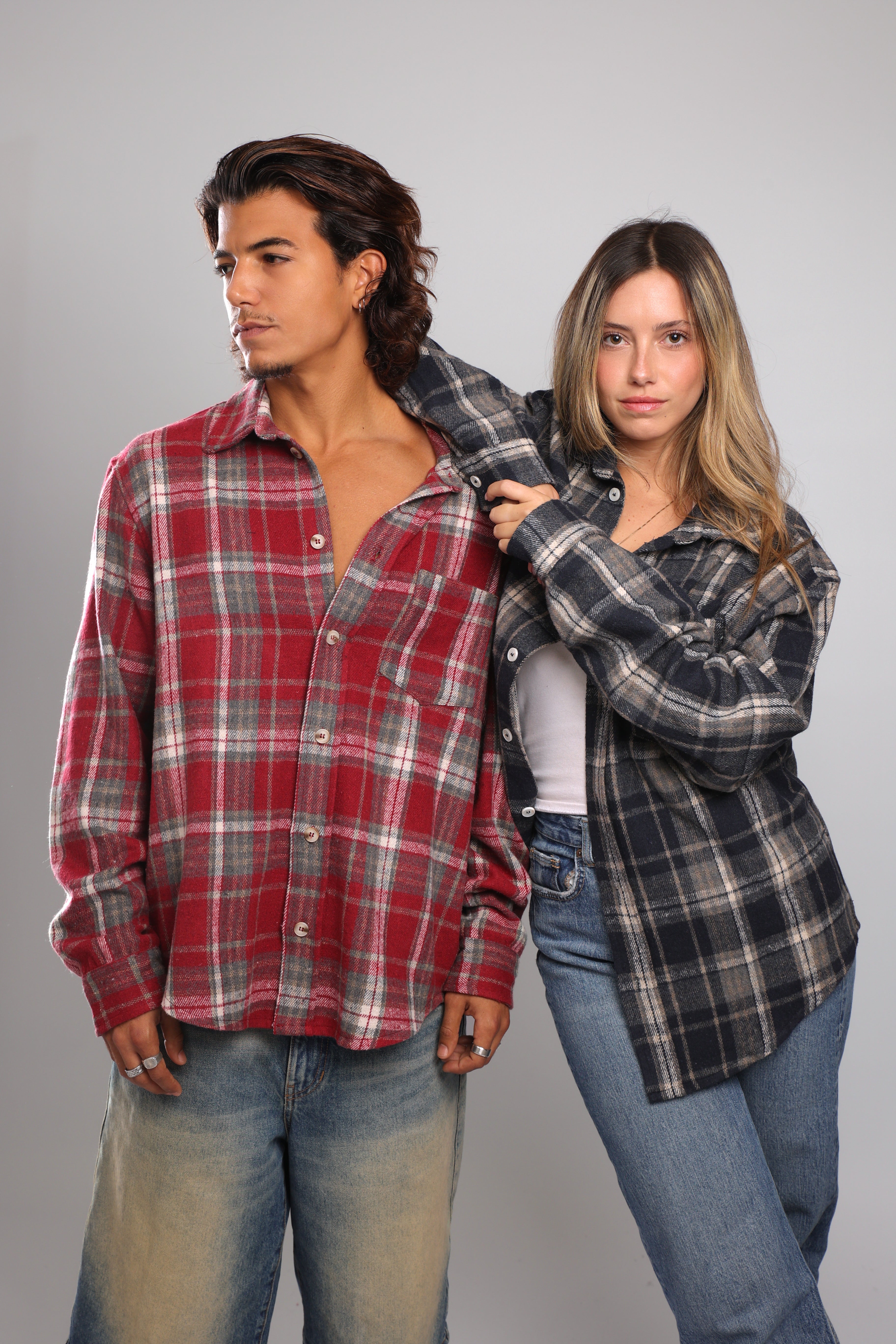 מכופתרת פלנל - אדום