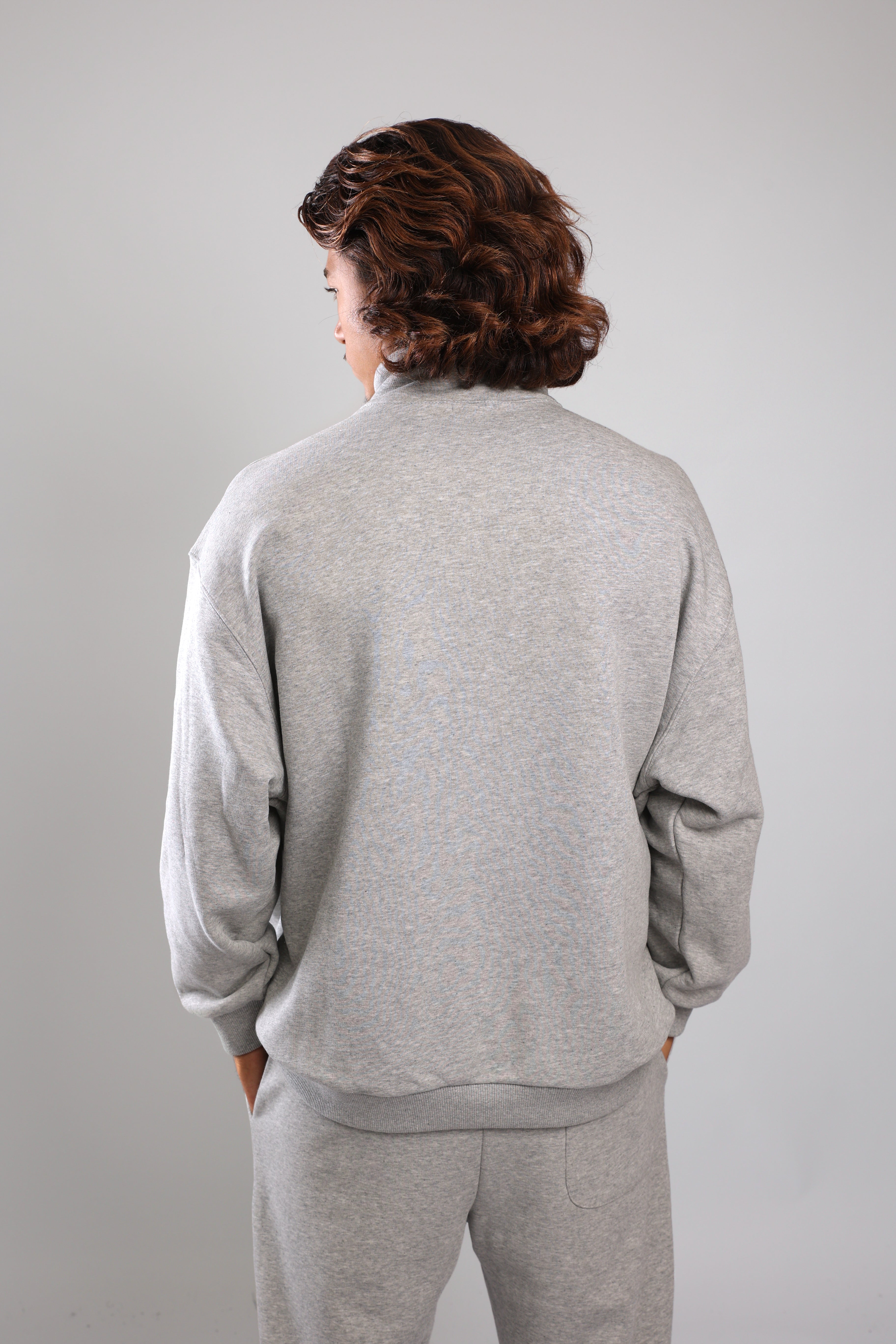 סוושירט חצי רוכסן - אפור מלאנז