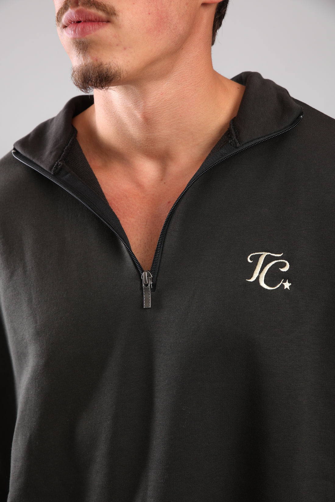 סוושירט חצי רוכסן - פחם