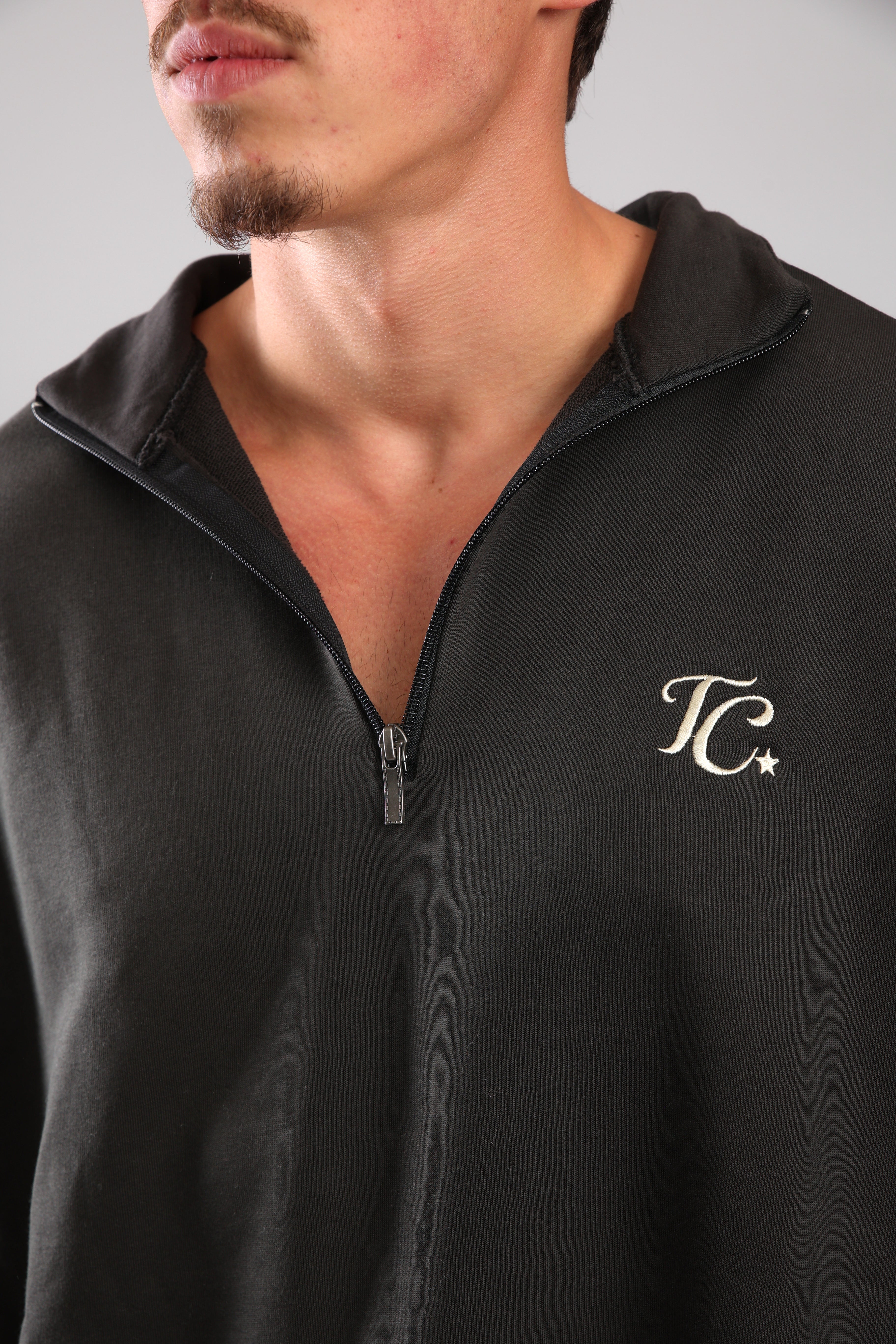 סוושירט חצי רוכסן - פחם