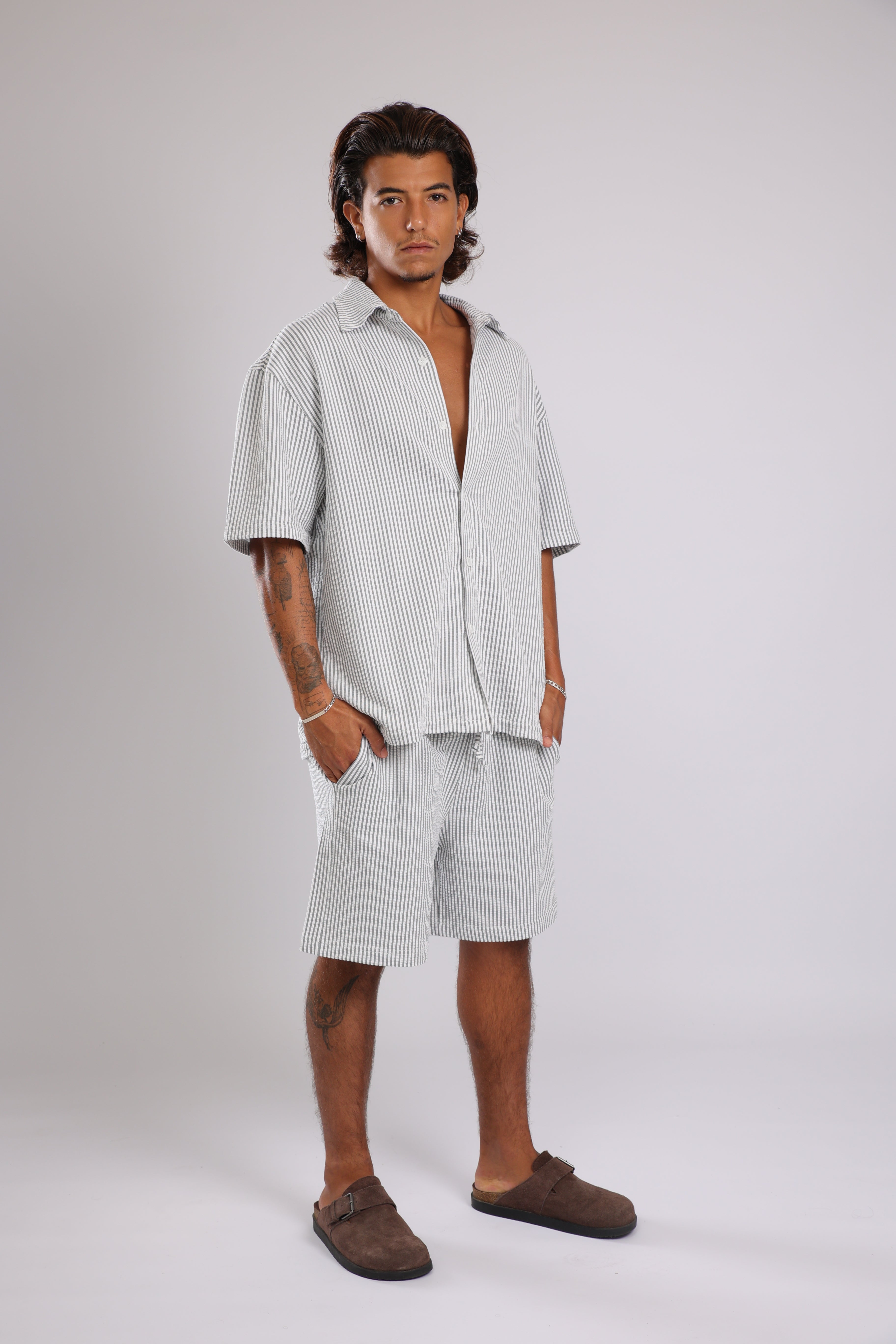 מכנס פסים - אפור