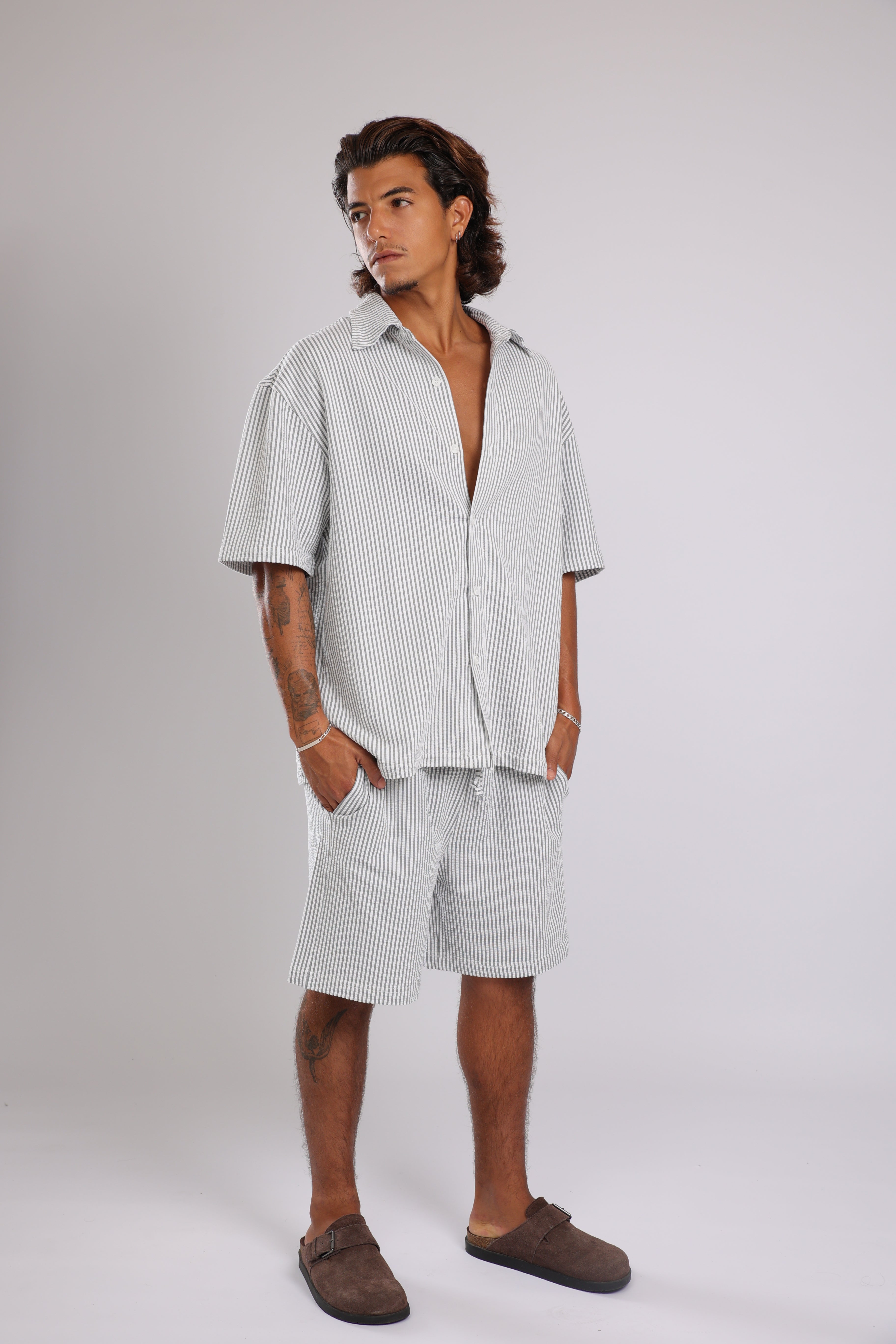 מכנס פסים - אפור