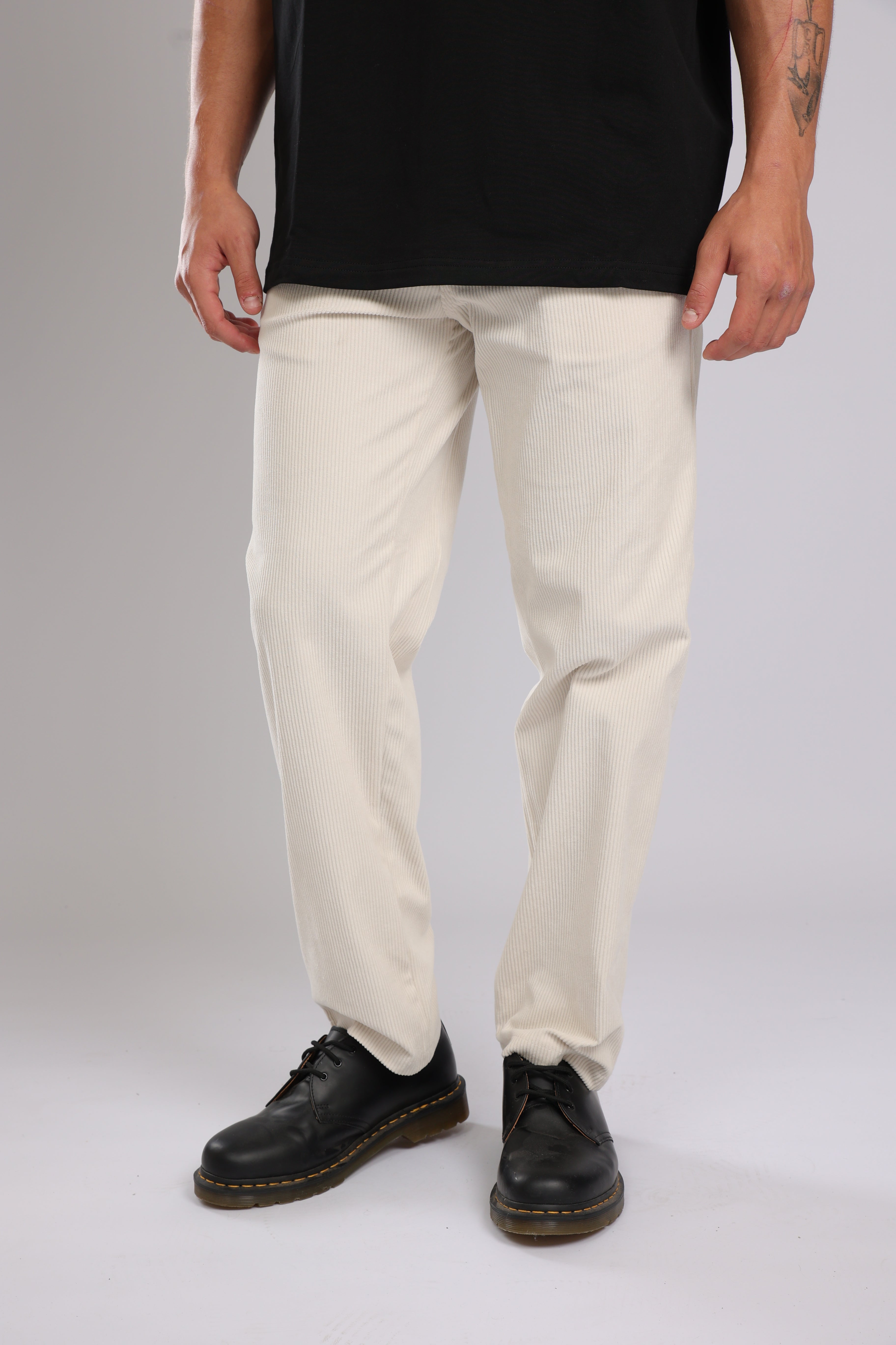 מכנס קורדרוי ארוך לגברים - קרם