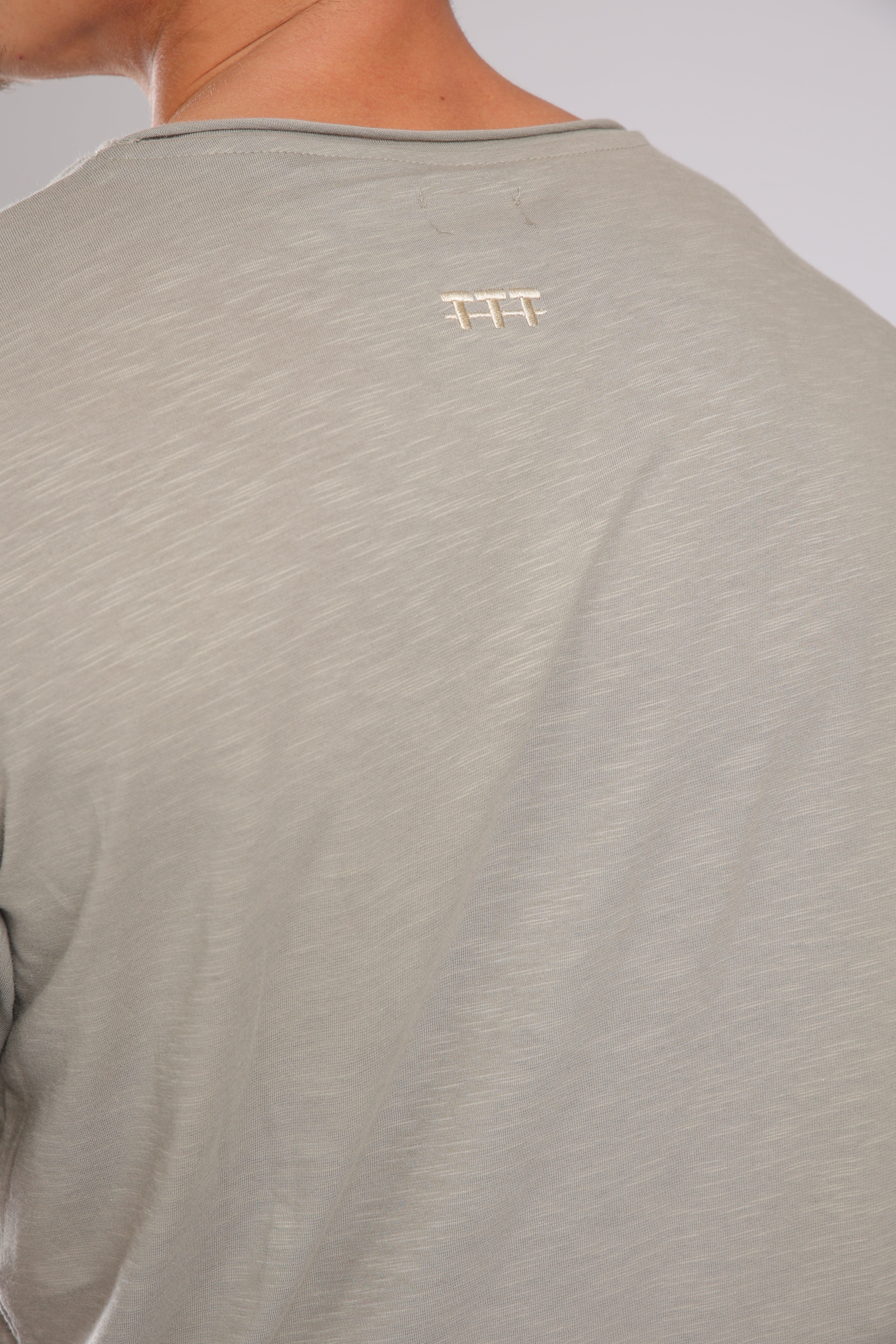 חולצה קצרה כותנה - אפור זית