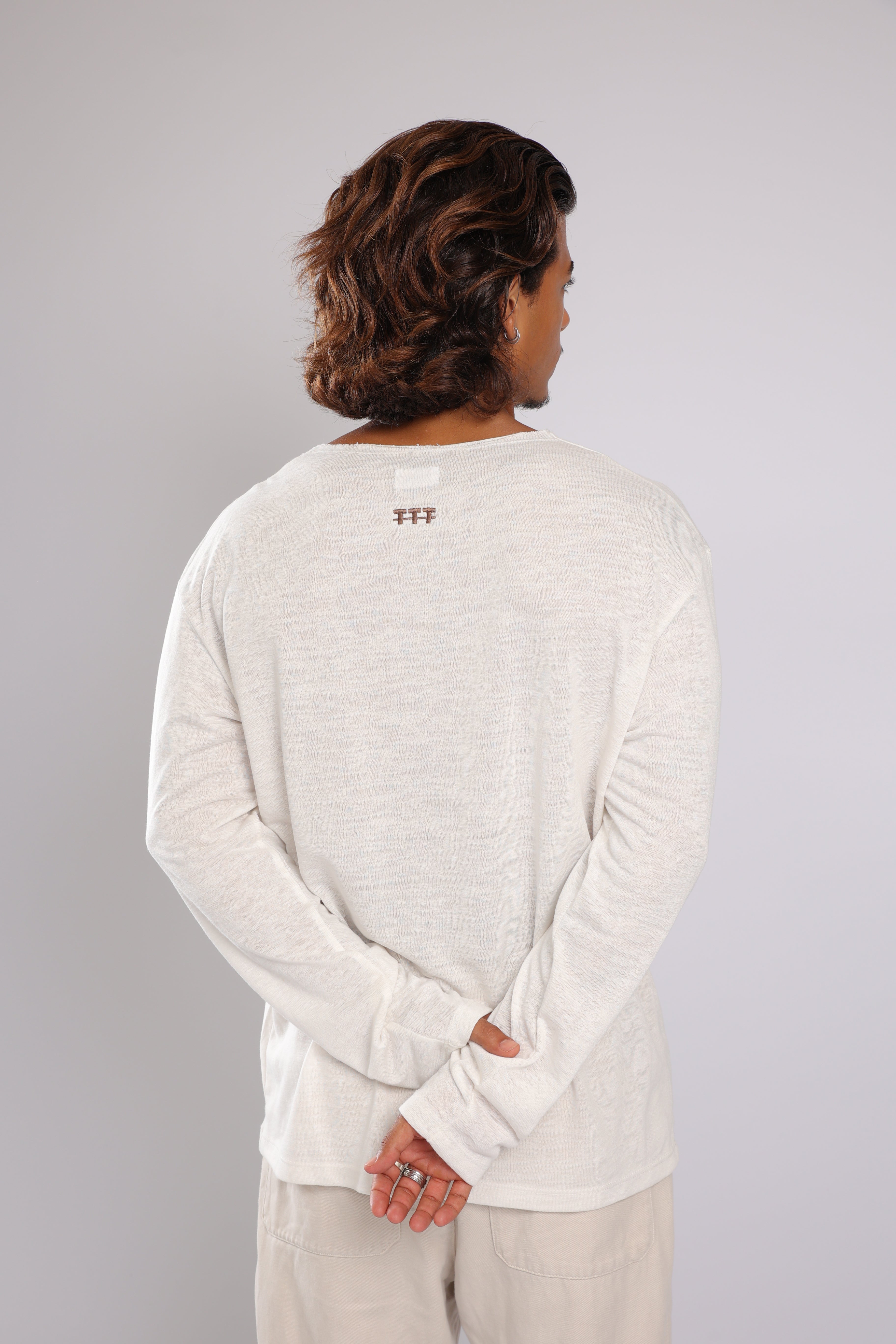 חולצה ארוכה פשתן - לבן