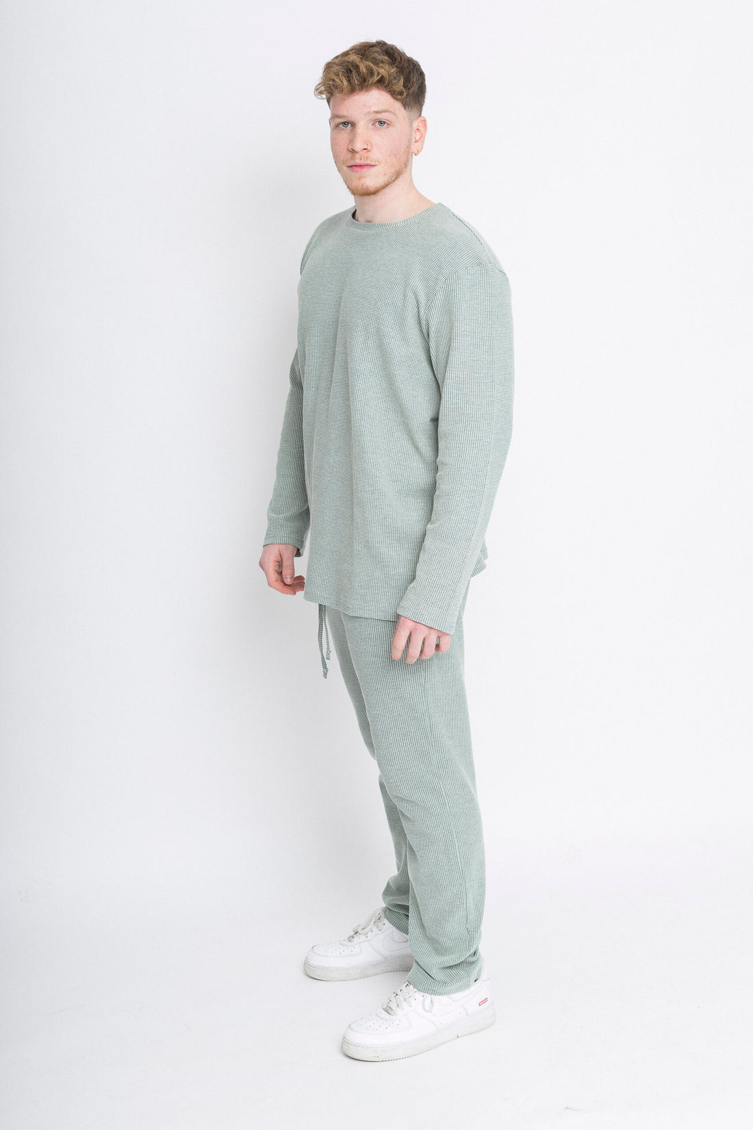 מכנס פיקה ארוך גברים - ירוק/לבן