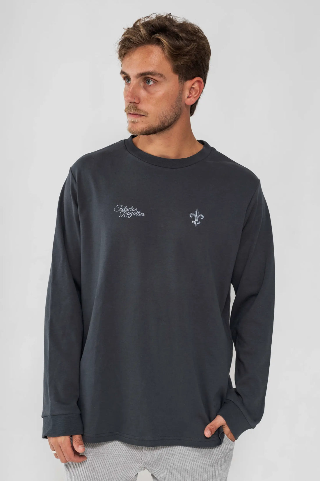 חולצה ארוכה "דה ליס" לגברים - אפור פלדה