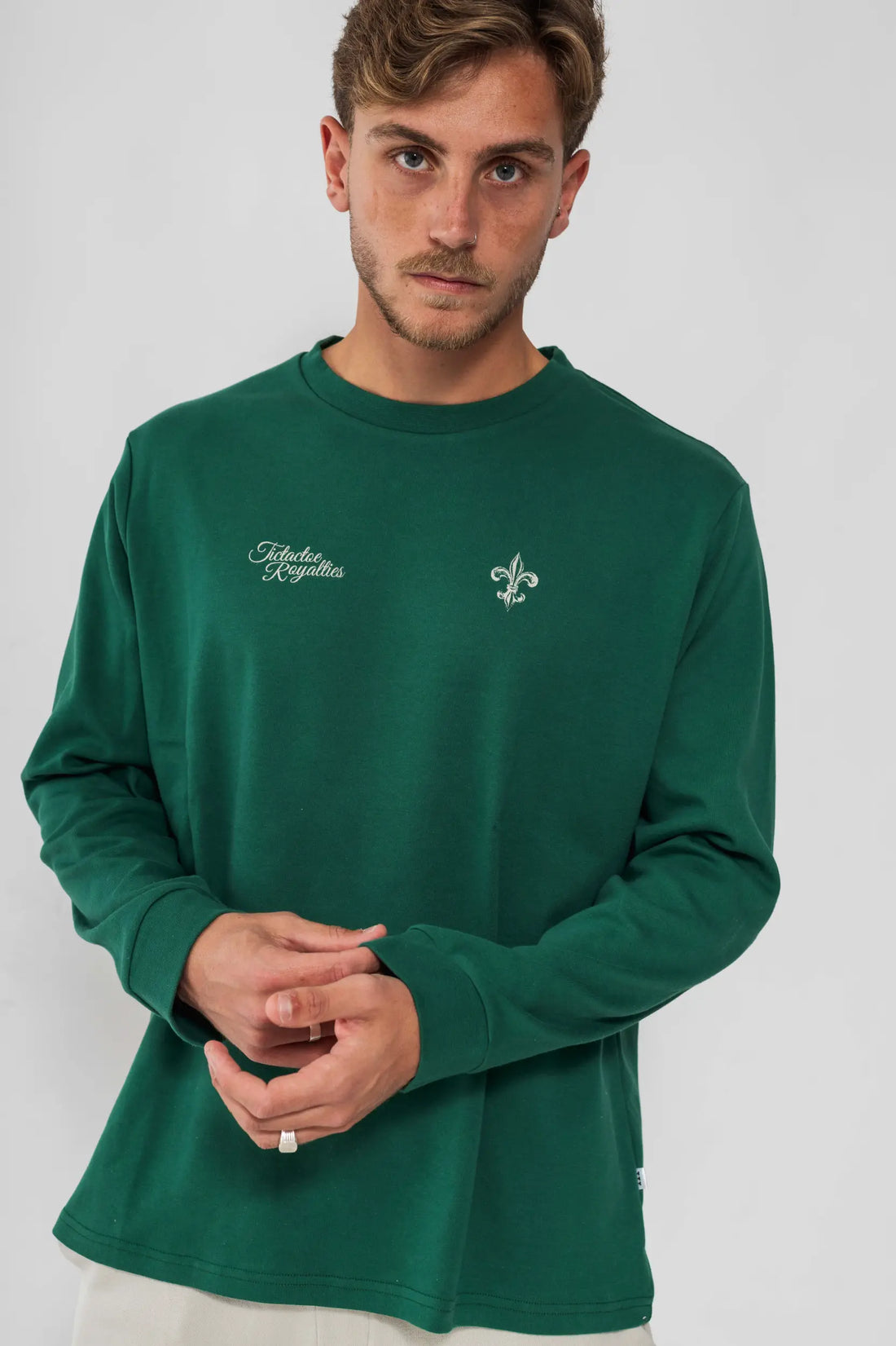 חולצה ארוכה "דה ליס" לגברים - ירוק בקבוק