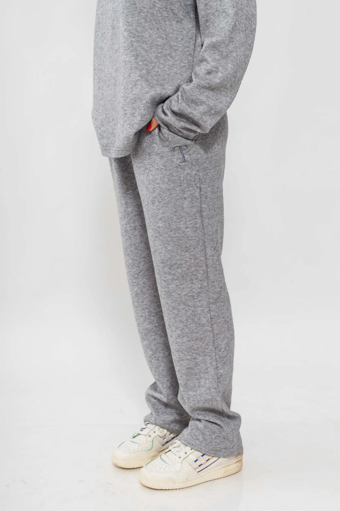 אפור מלאנז ROYALTY - מכנס סריג לנשים