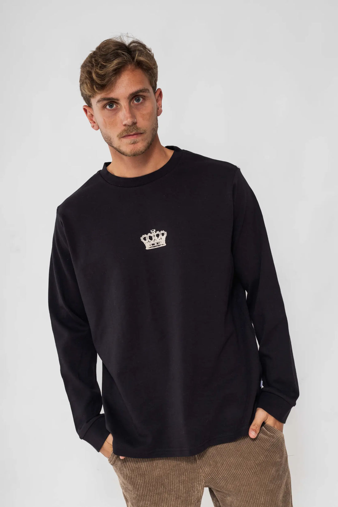 חולצה ארוכה "ROYALTY" לגברים - שחור