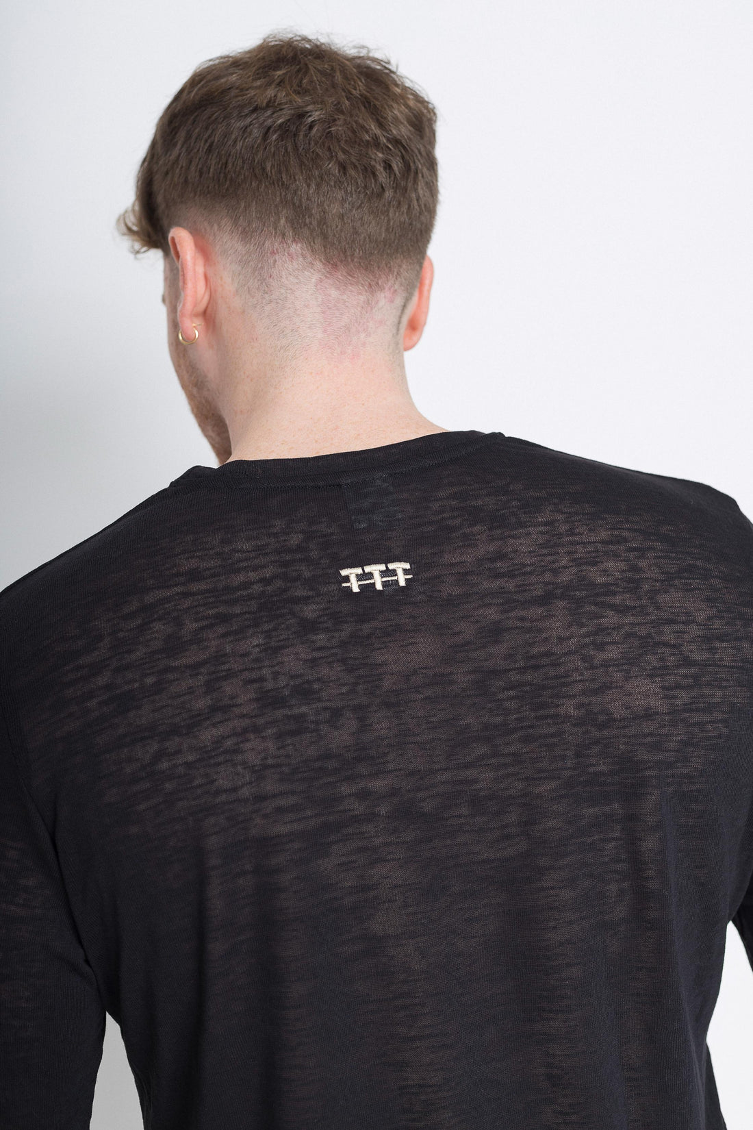 חולצה ארוכה פשתן גברים - שחור