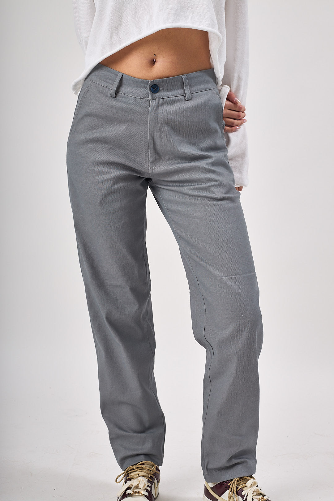 מכנס עבודה מחויט לנשים - אפור