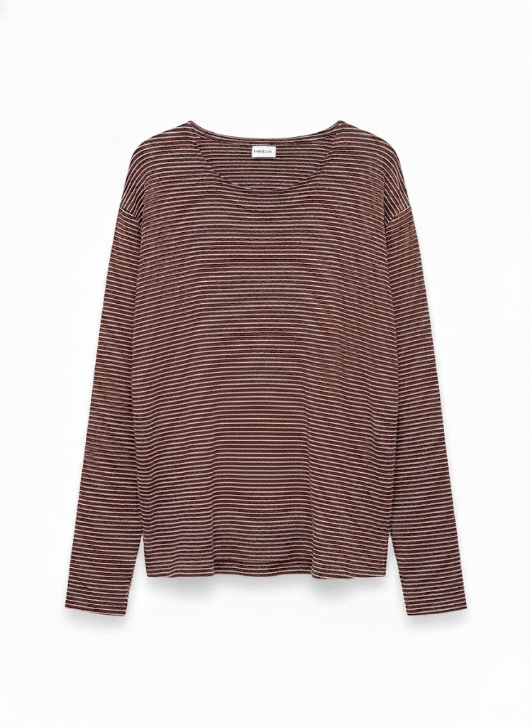 חולצה ארוכה פסים - בורדו