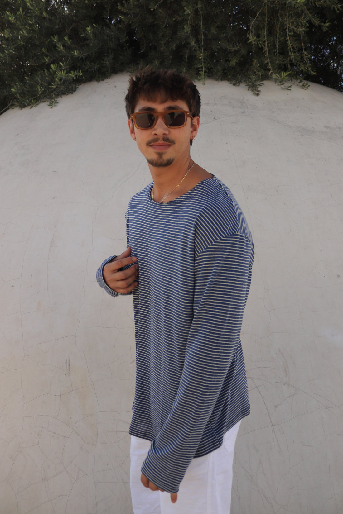 חולצה ארוכה פסים - כחול