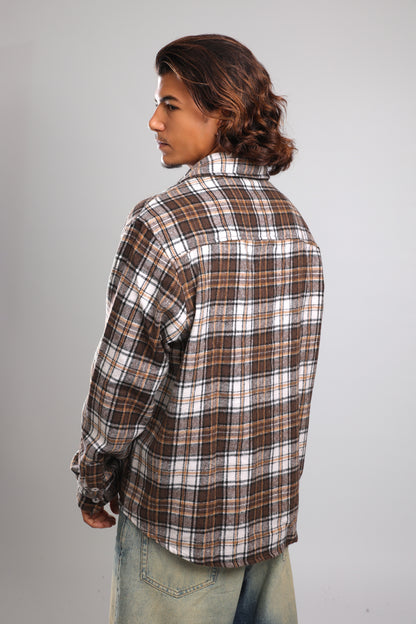 מכופתרת פלנל - חום