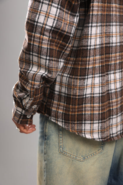 מכופתרת פלנל - חום