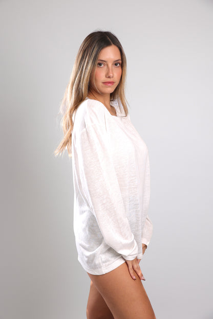 חולצה ארוכה לנשים - לבן