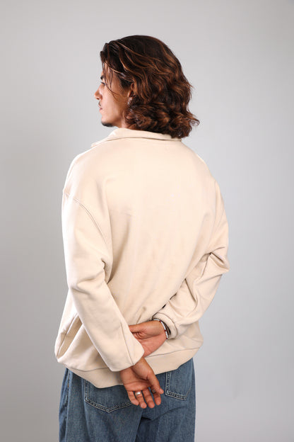 סוושירט חצי רוכסן - קרם