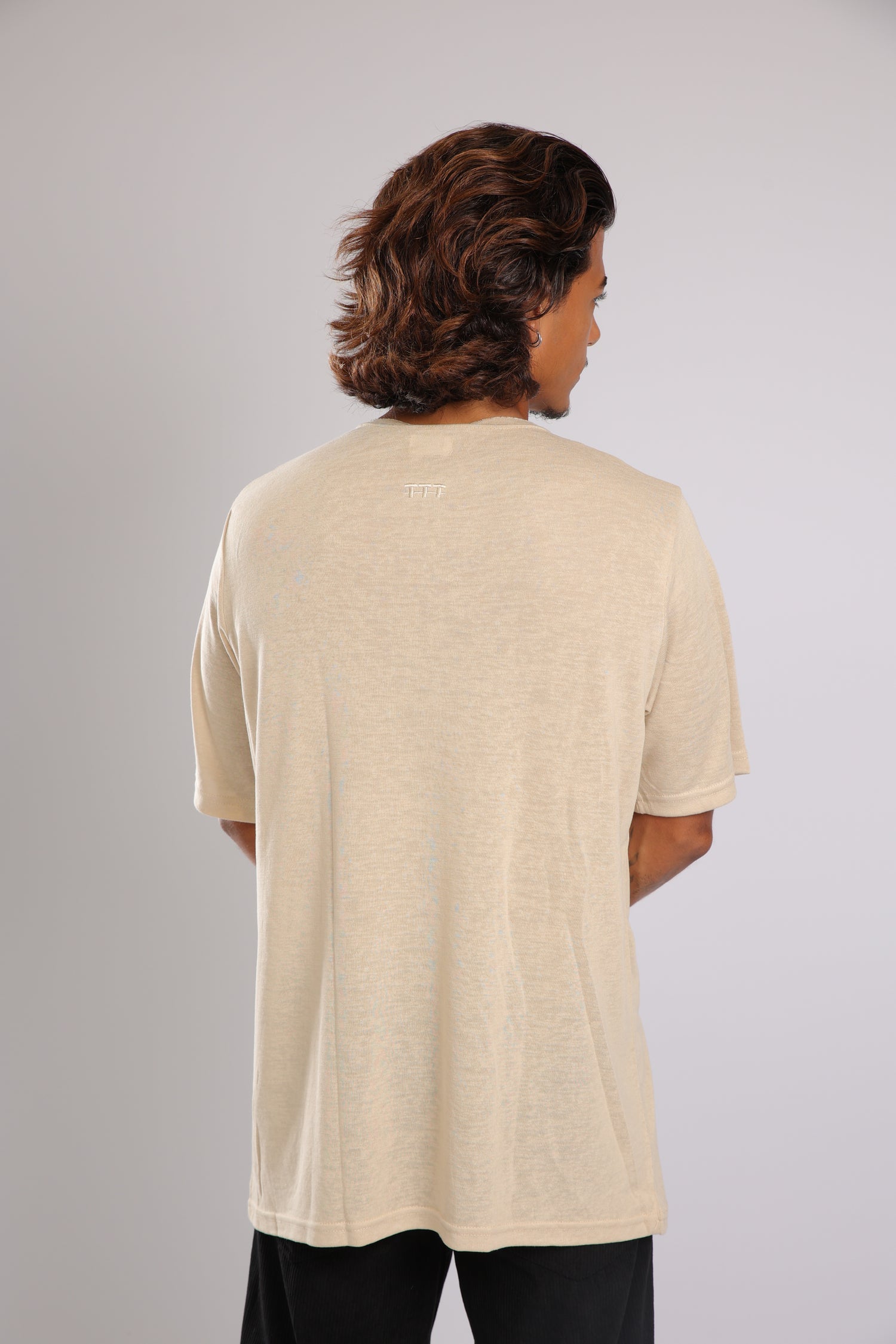 חולצה קצרה פשתן - אבן