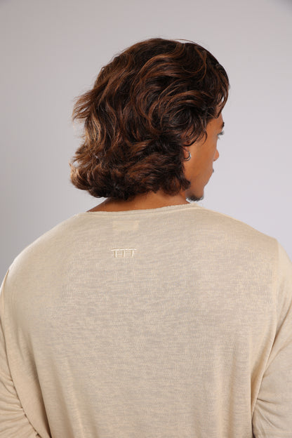 חולצה קצרה פשתן - אבן