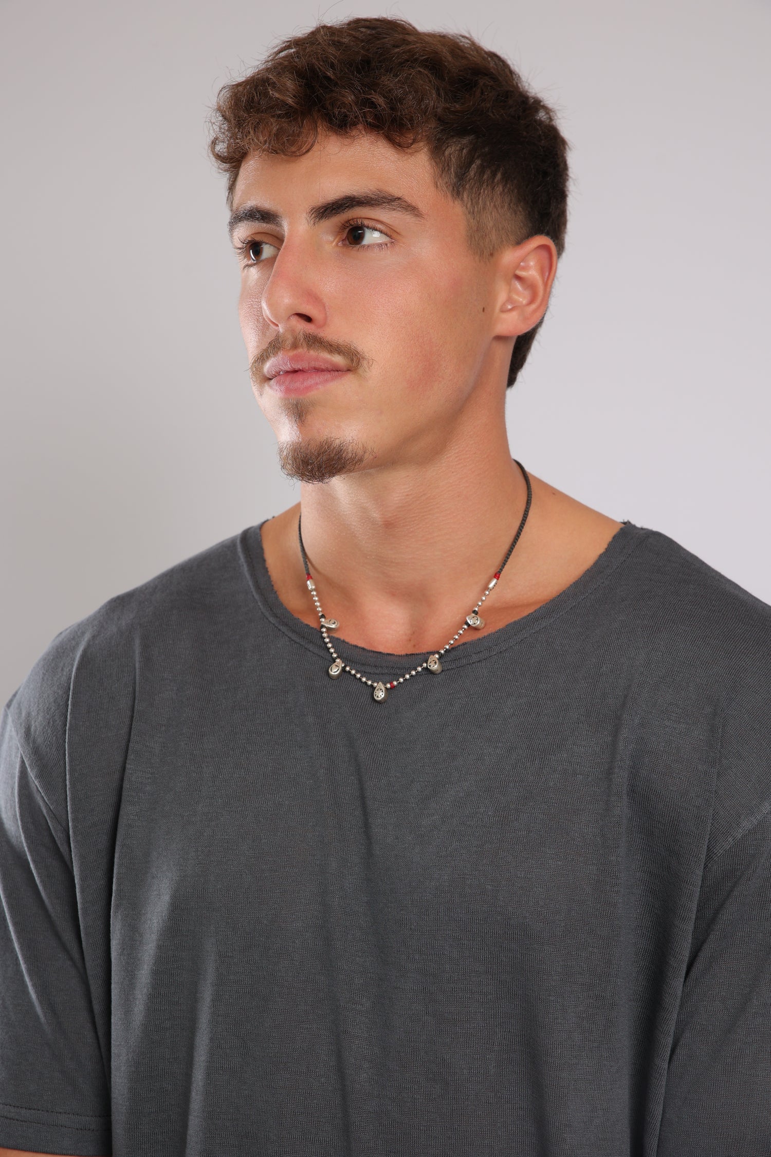 חולצה קצרה פשתן - אפור כהה