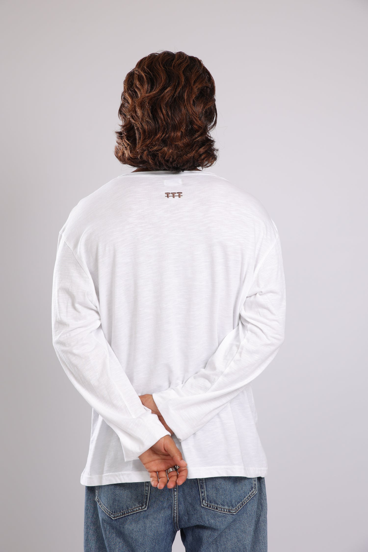 חולצה ארוכה כותנה - לבן