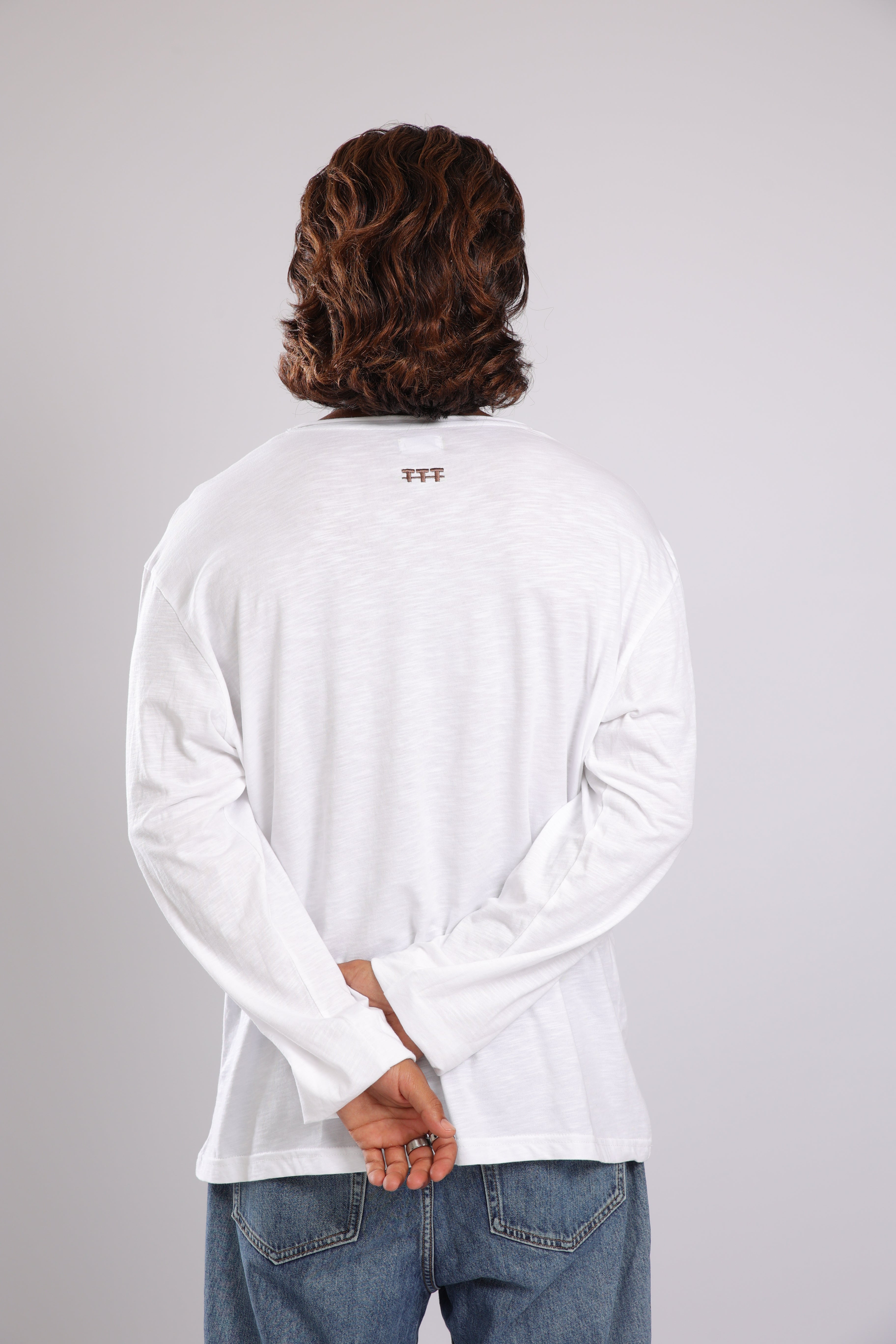 חולצה ארוכה כותנה - לבן