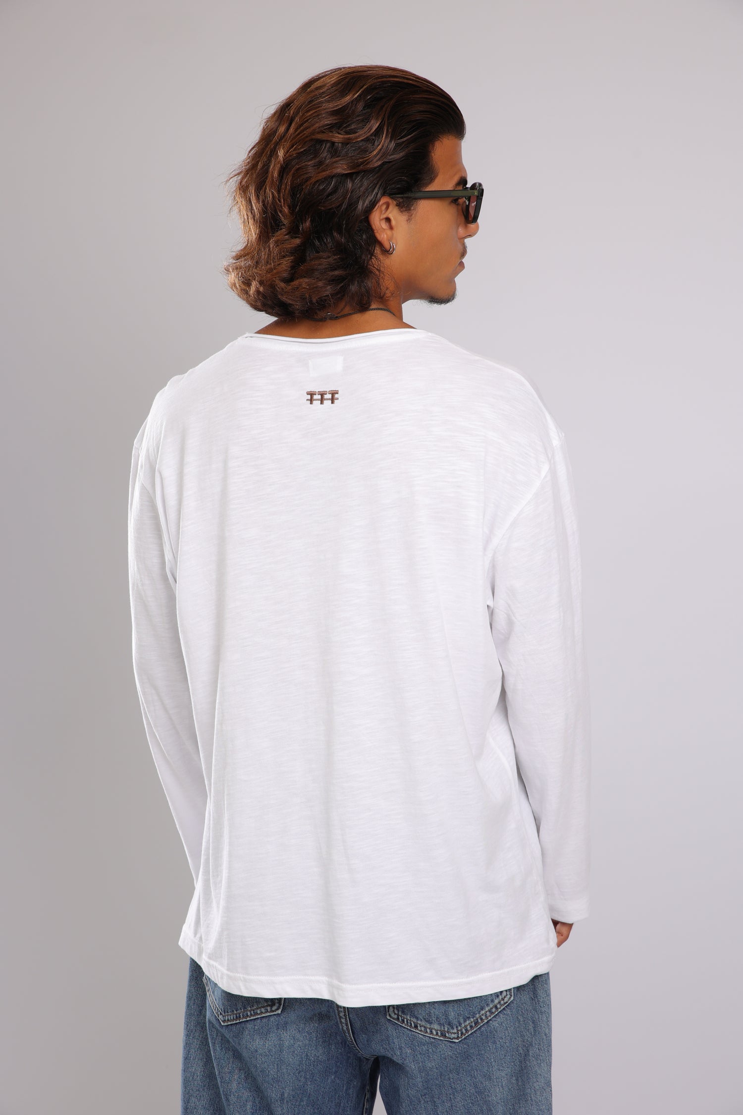 חולצה ארוכה כותנה - לבן