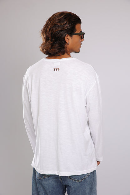 חולצה ארוכה כותנה - לבן