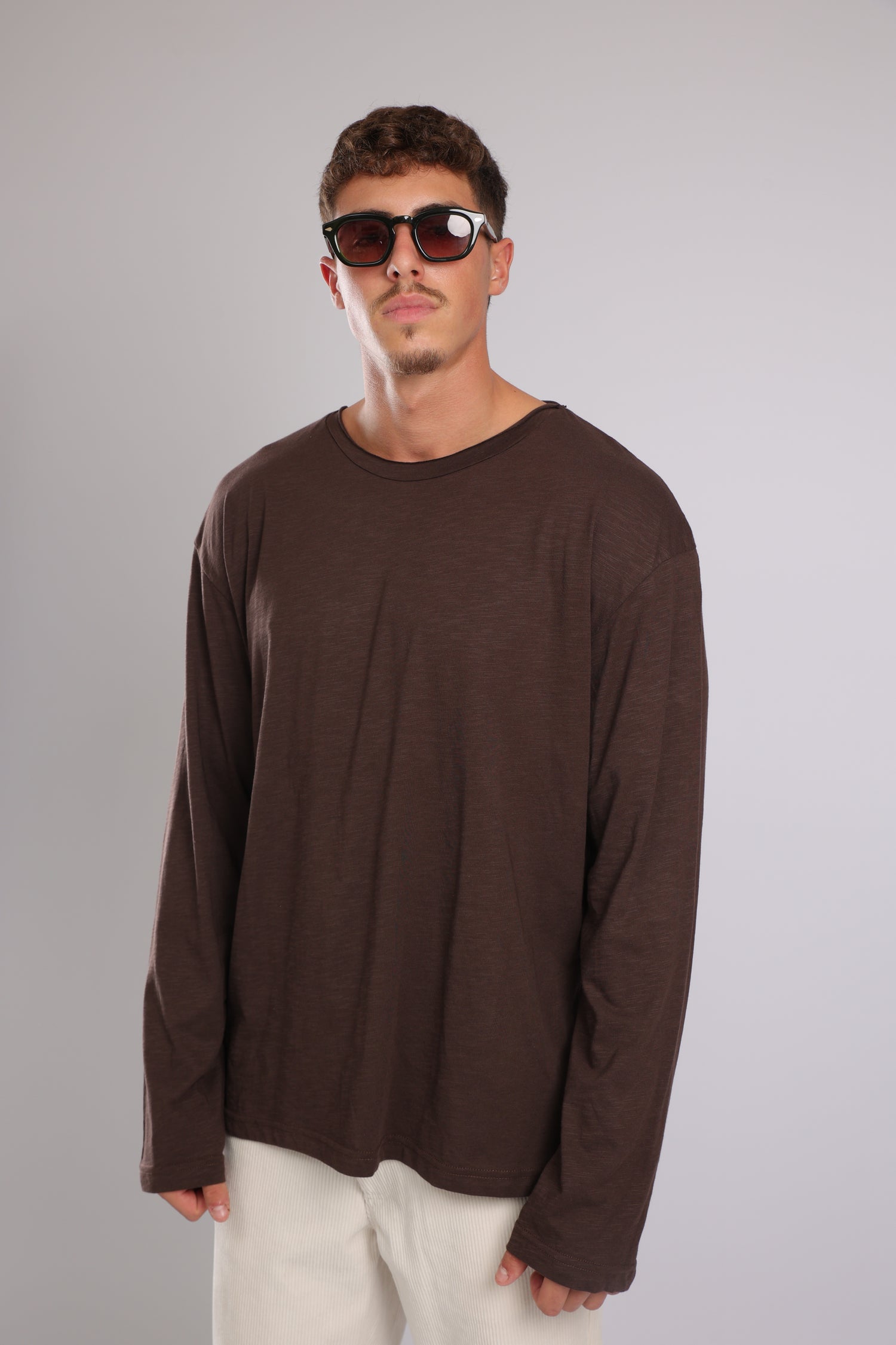 חולצה ארוכה כותנה - חום