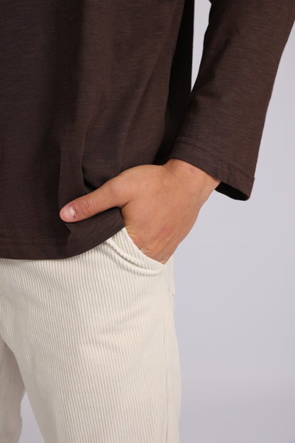 חולצה ארוכה כותנה - חום