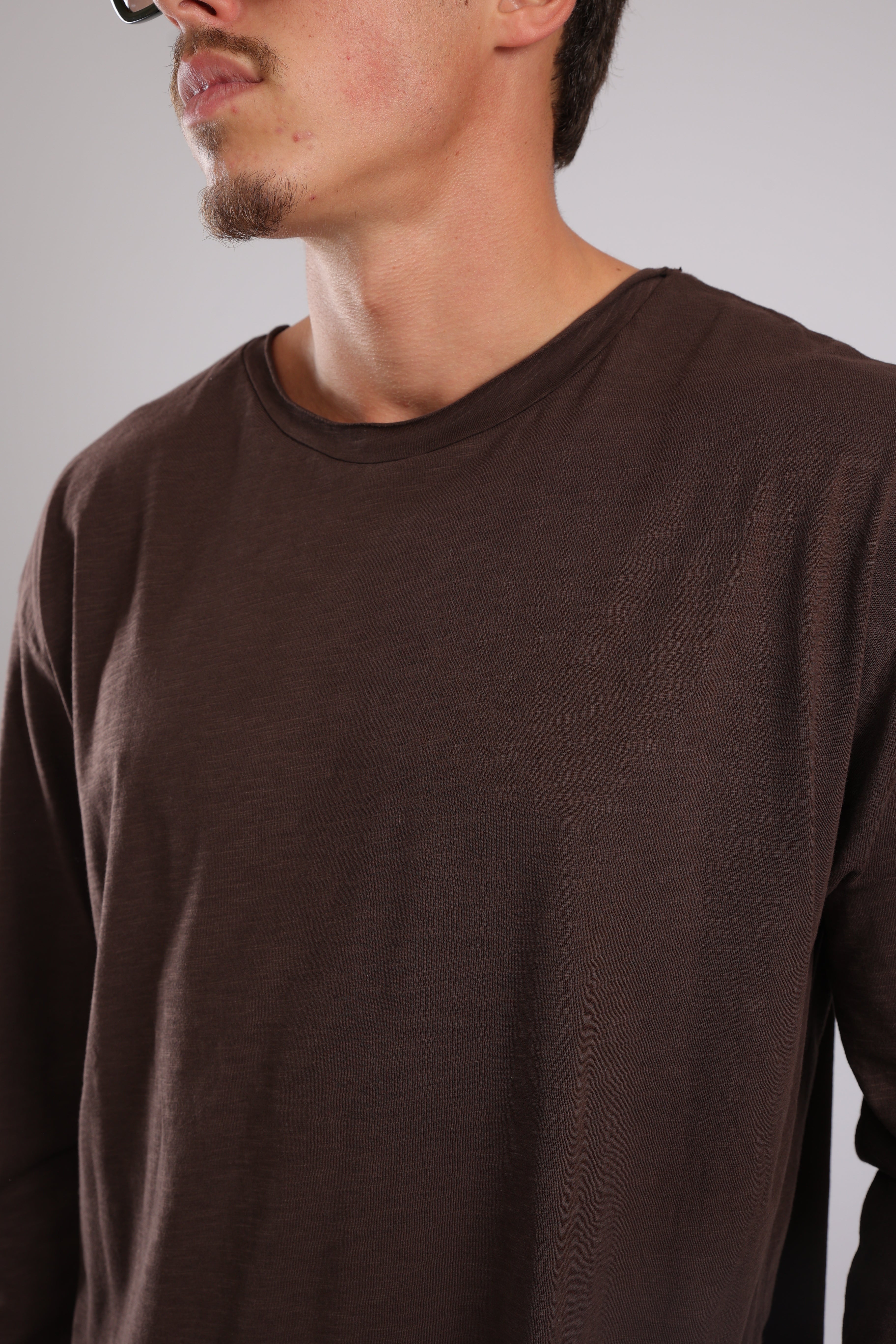 חולצה ארוכה כותנה - חום