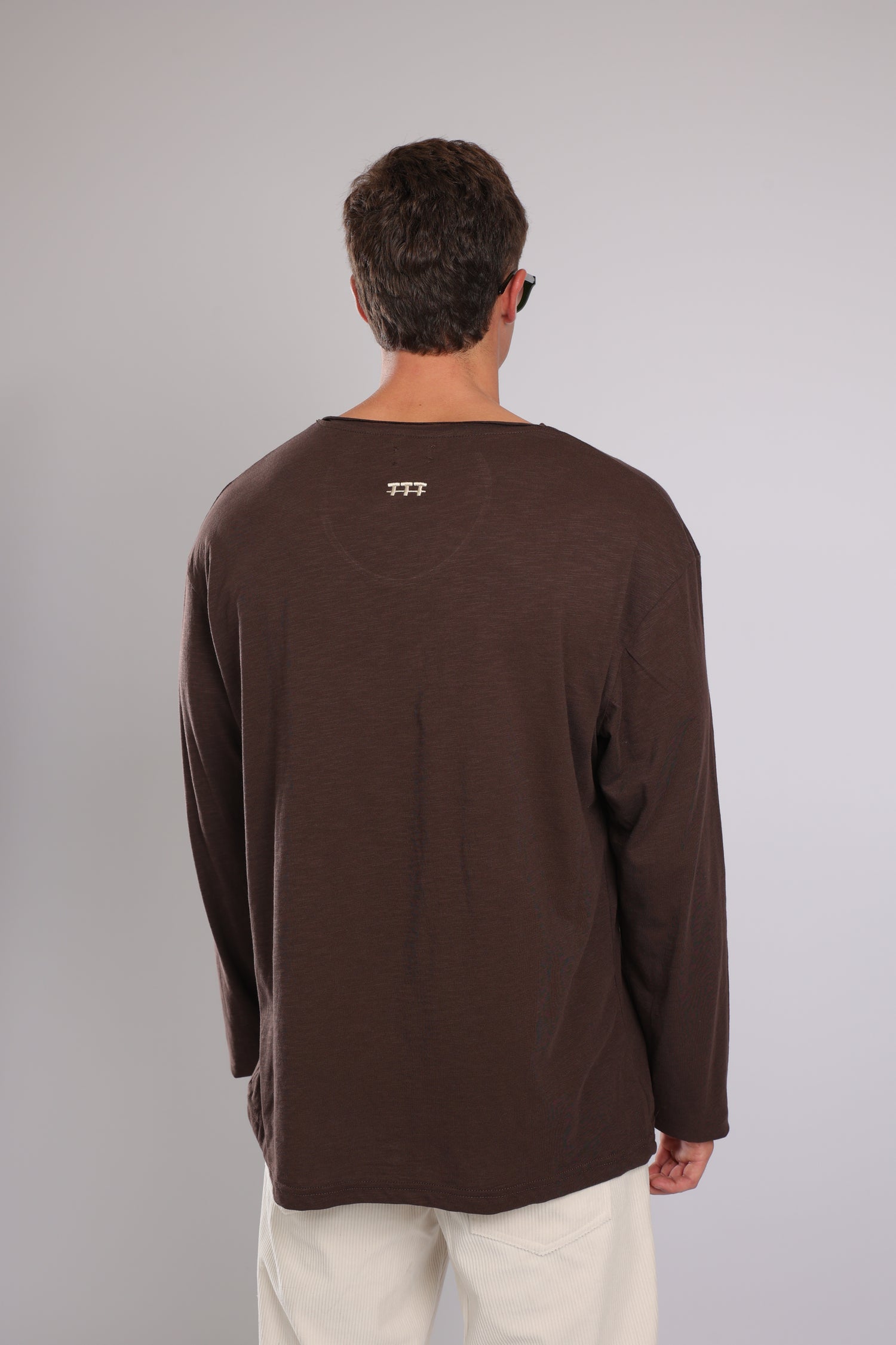 חולצה ארוכה כותנה - חום