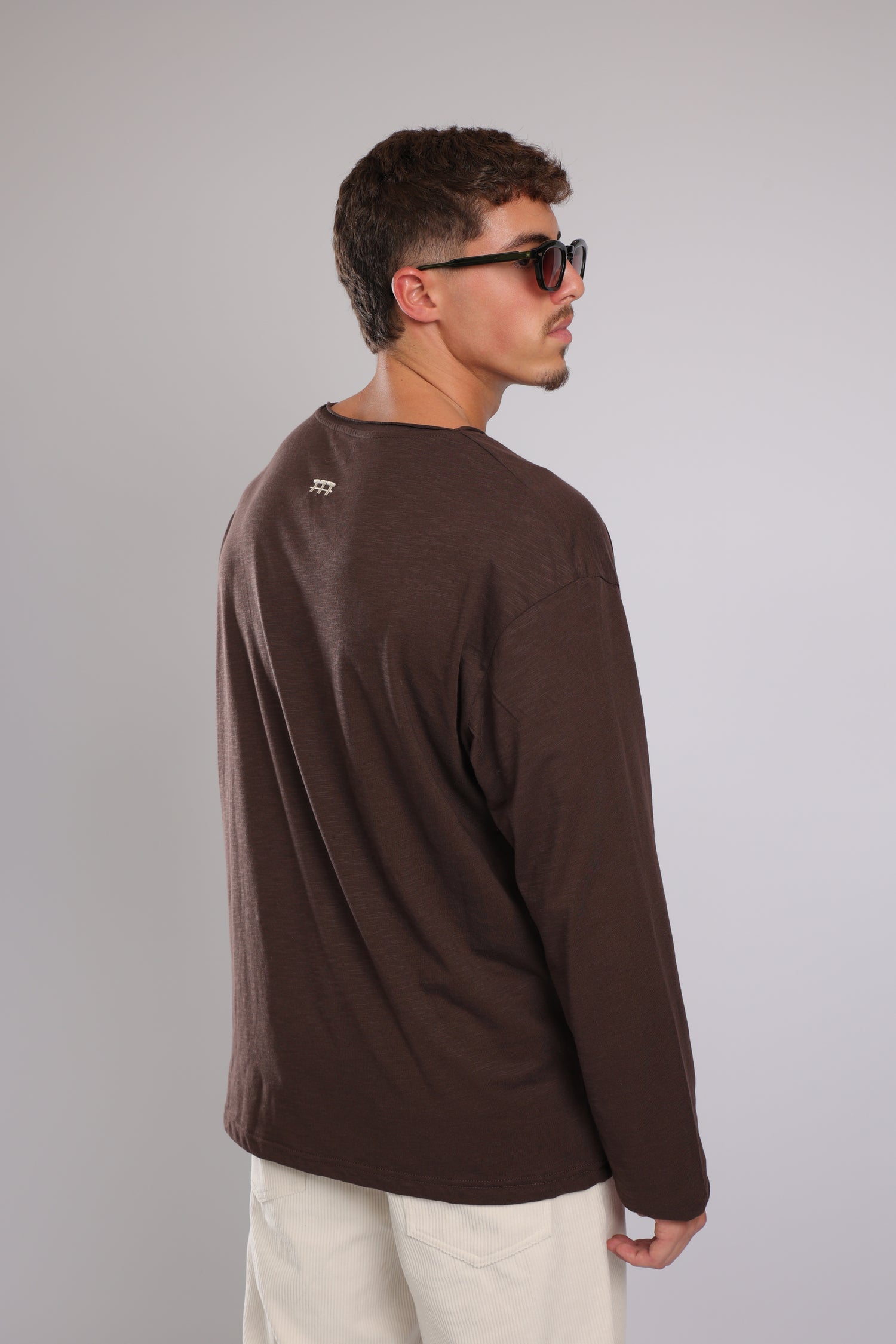 חולצה ארוכה כותנה - חום