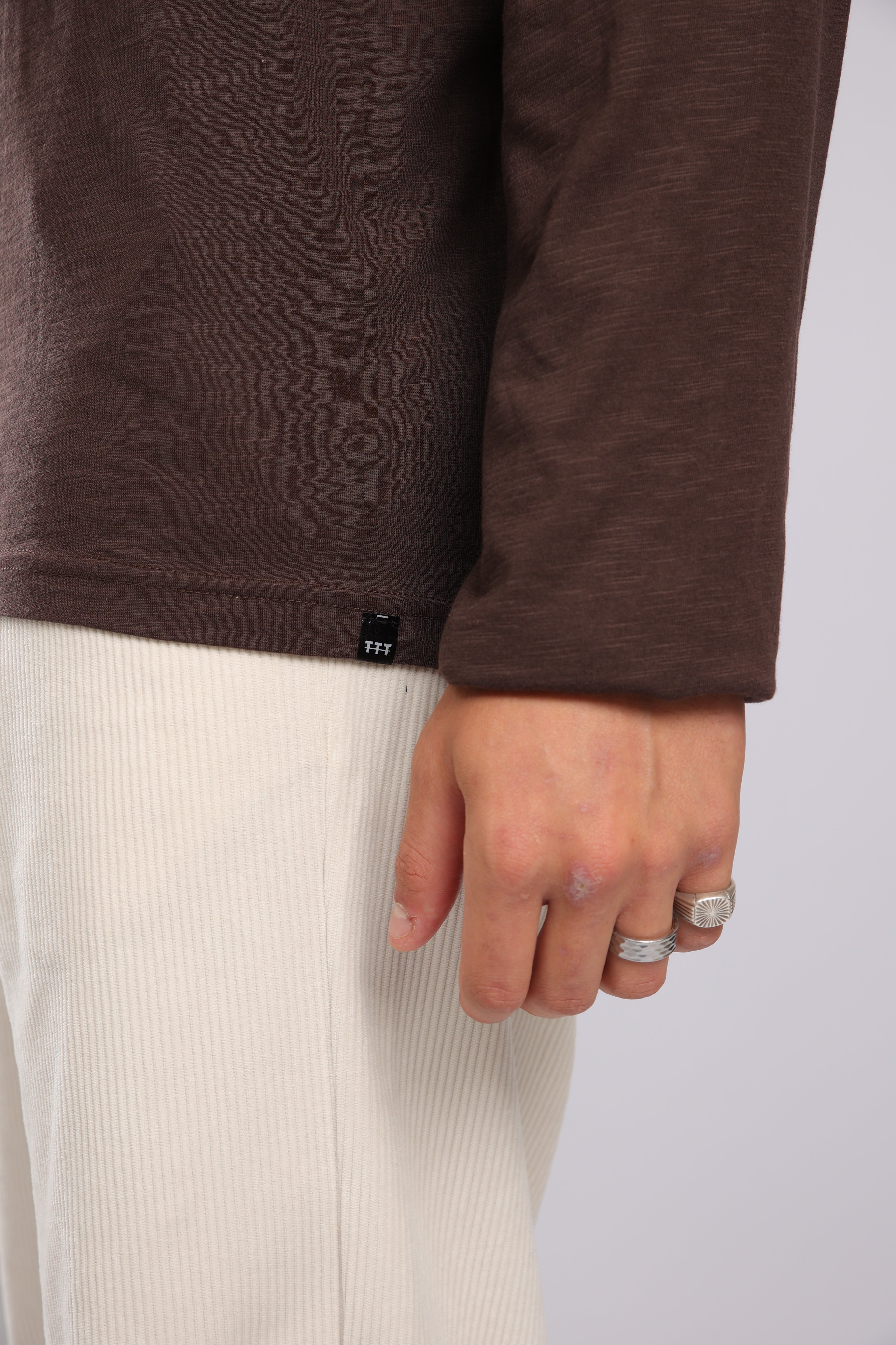 חולצה ארוכה כותנה - חום